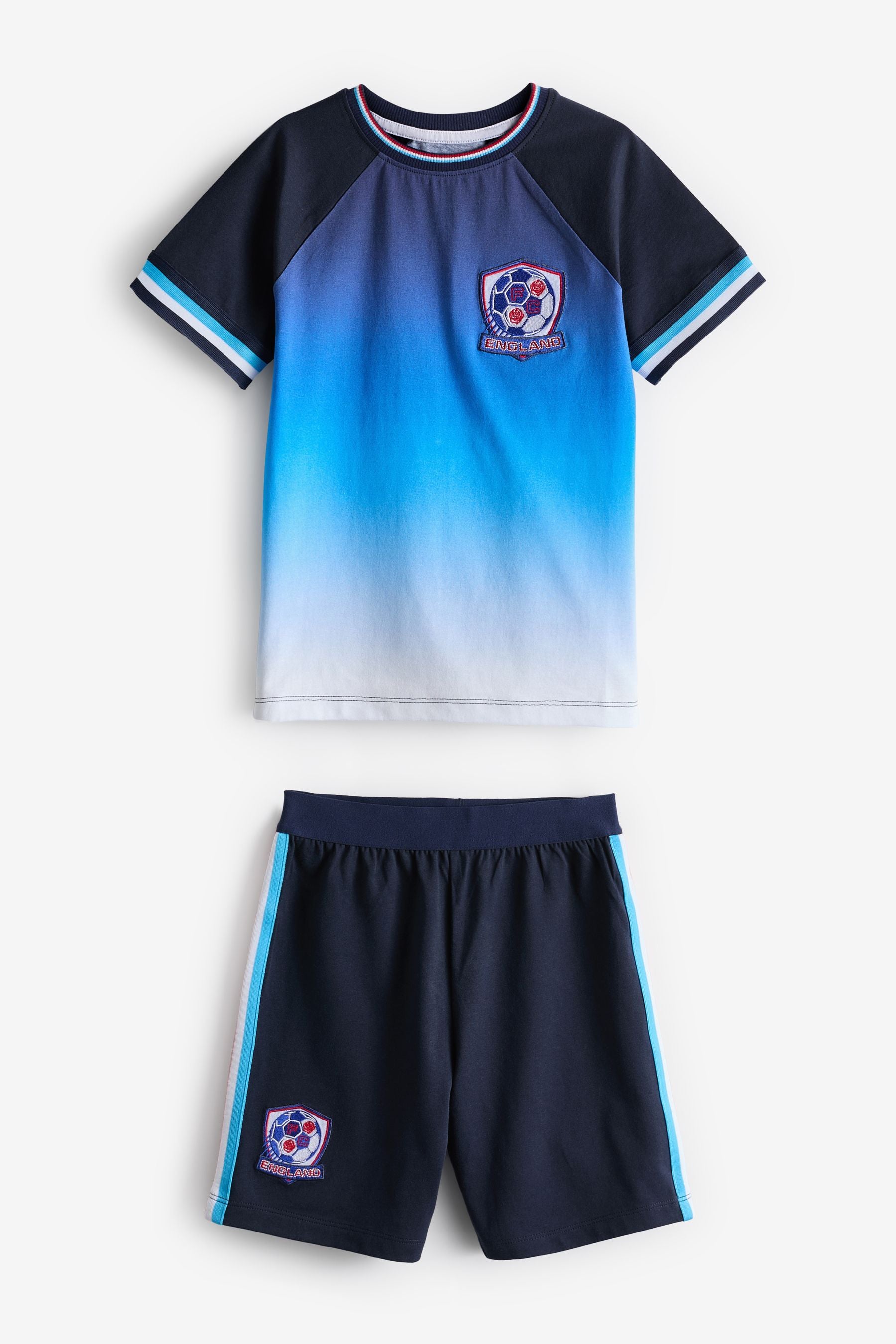 Blue England Football Short Pyjamas Set (4-14yrs)