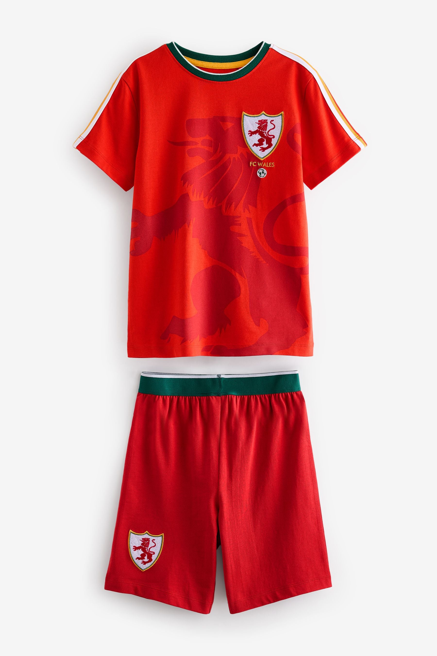 Red Wales Football Short Pyjamas Set (4-14yrs)