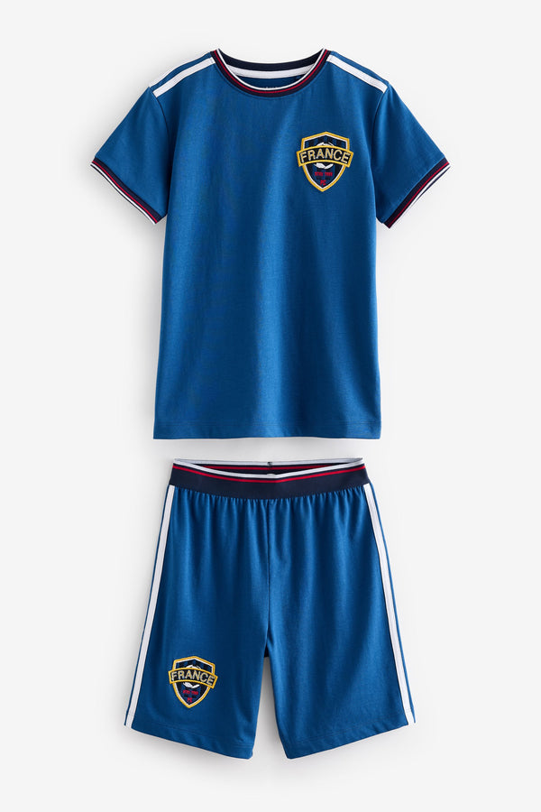 Blue France Football Short Pyjamas Set (4-14yrs)