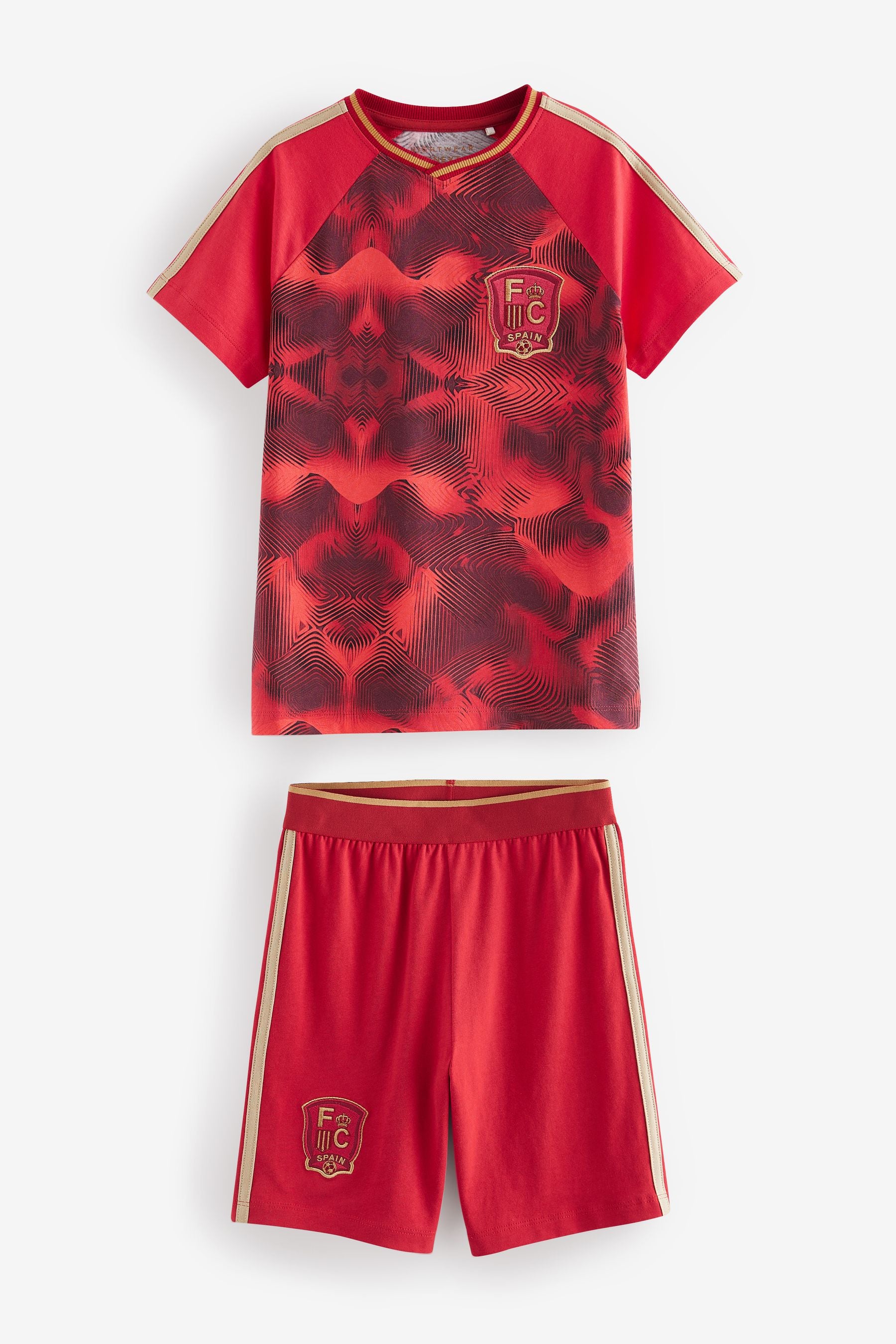 Red/Gold Spain Football Short Pyjamas Set (4-14yrs)