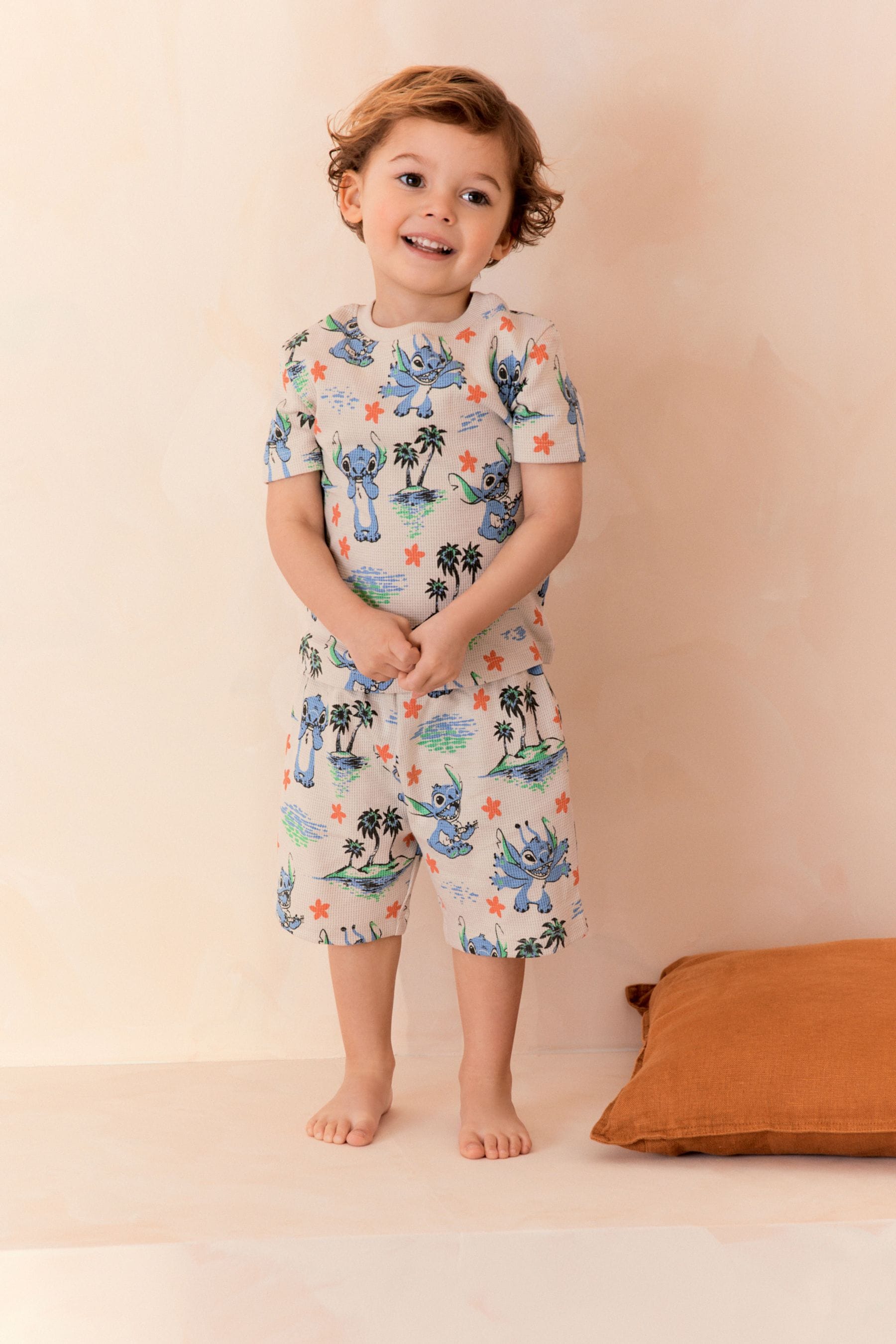 Neutral Lilo & Stitch Single Short Textured Pyjamas (9mths-8yrs)