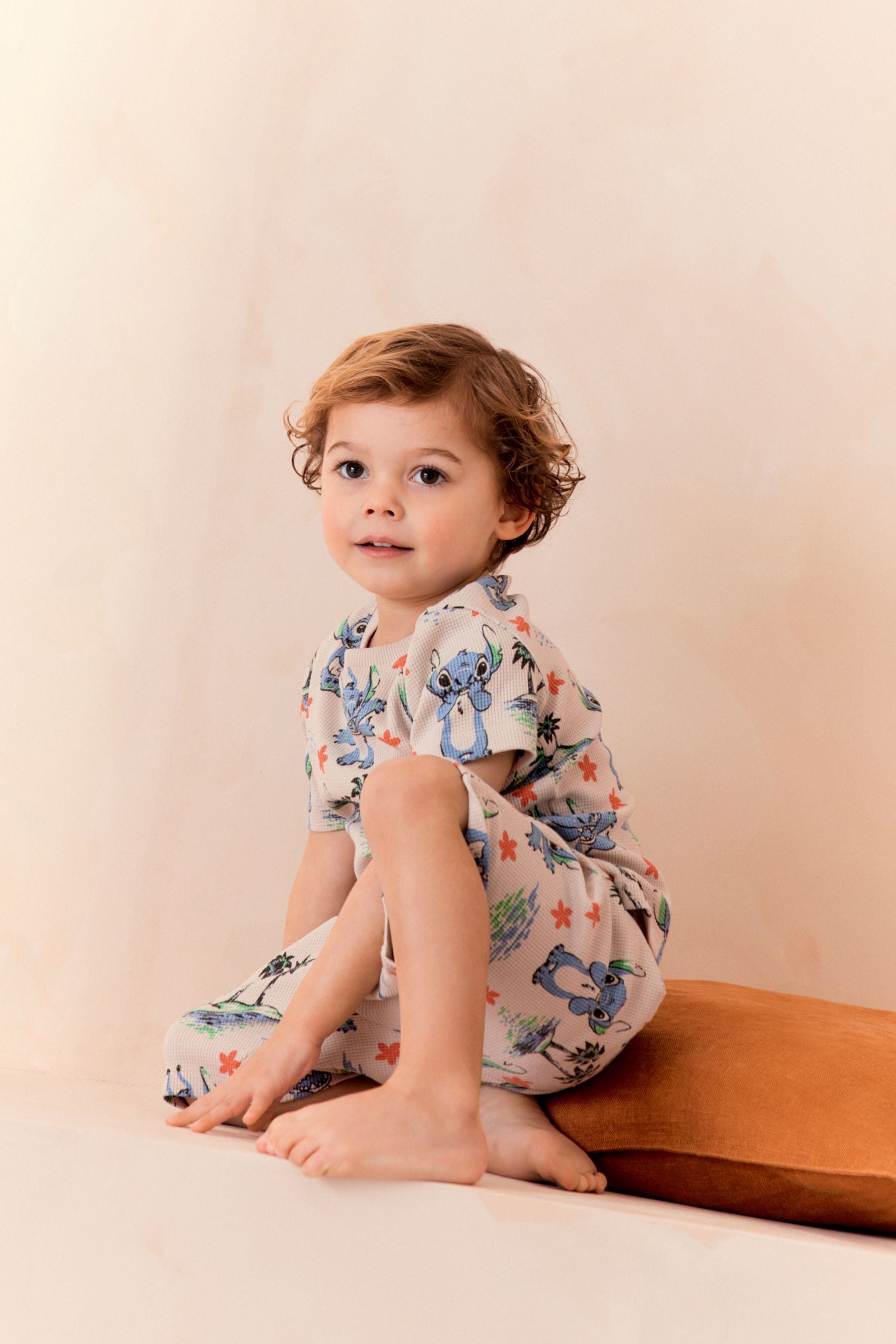 Neutral Lilo & Stitch Single Short Textured Pyjamas (9mths-8yrs)