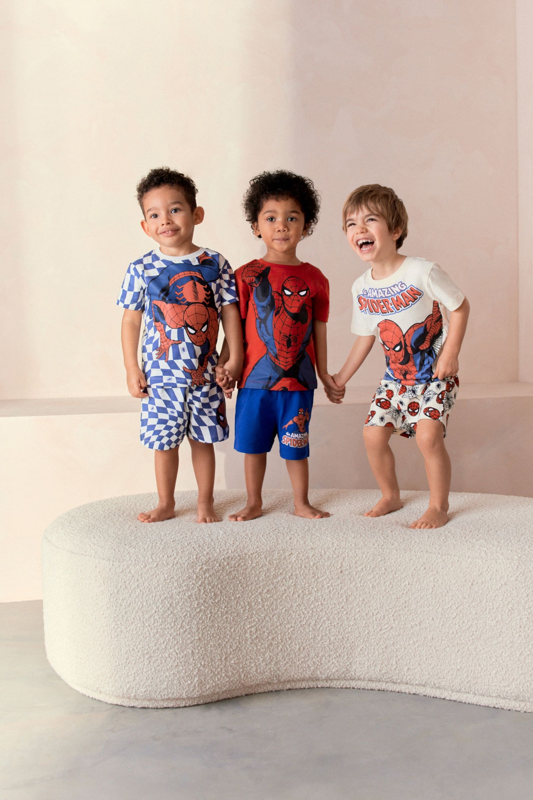 Red/Navy/White Spiderman Short Pyjamas 3 Pack (12mths-10yrs)