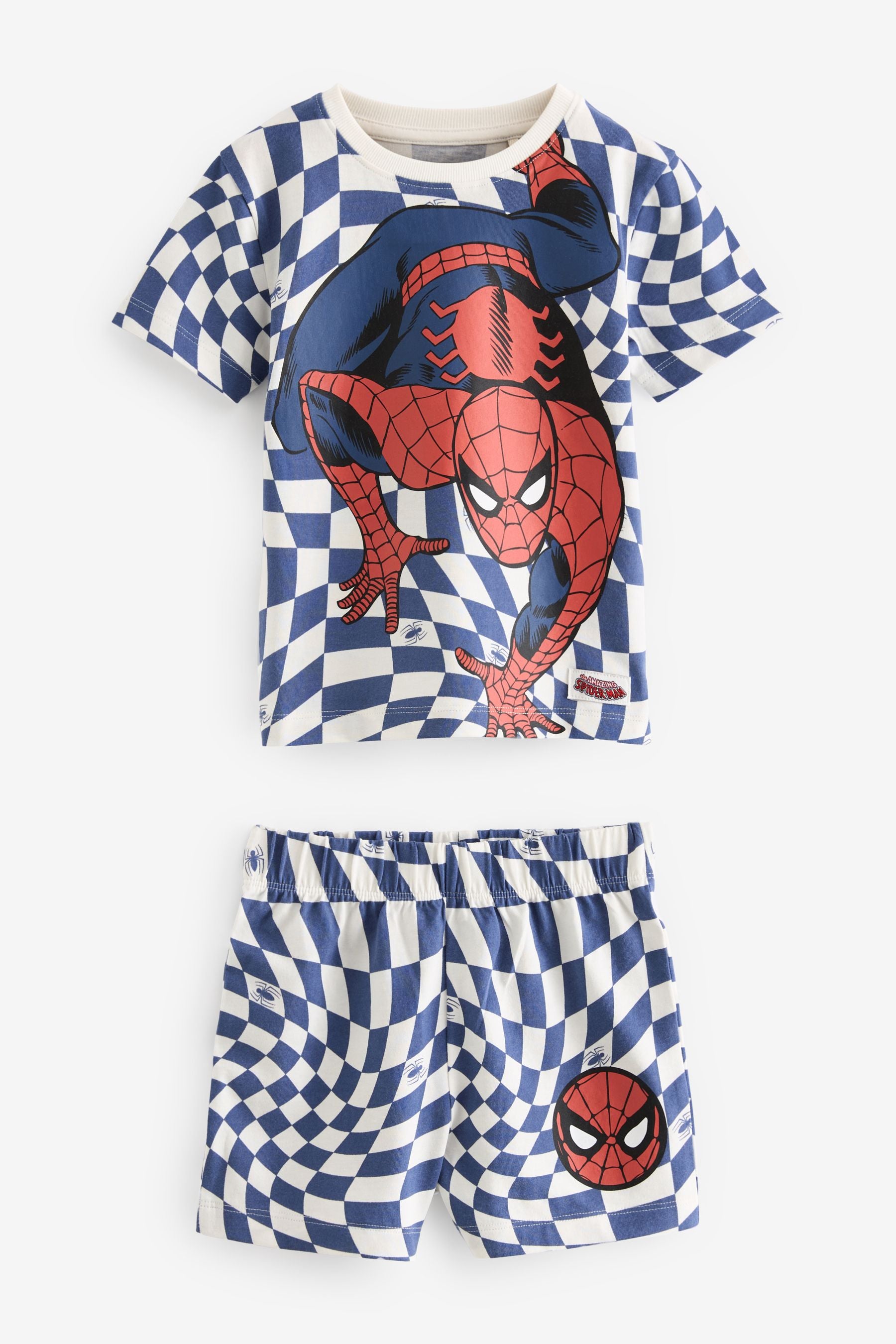 Red/Navy/White Spiderman 100% Cotton Short Pyjamas 3 Pack (12mths-10yrs)