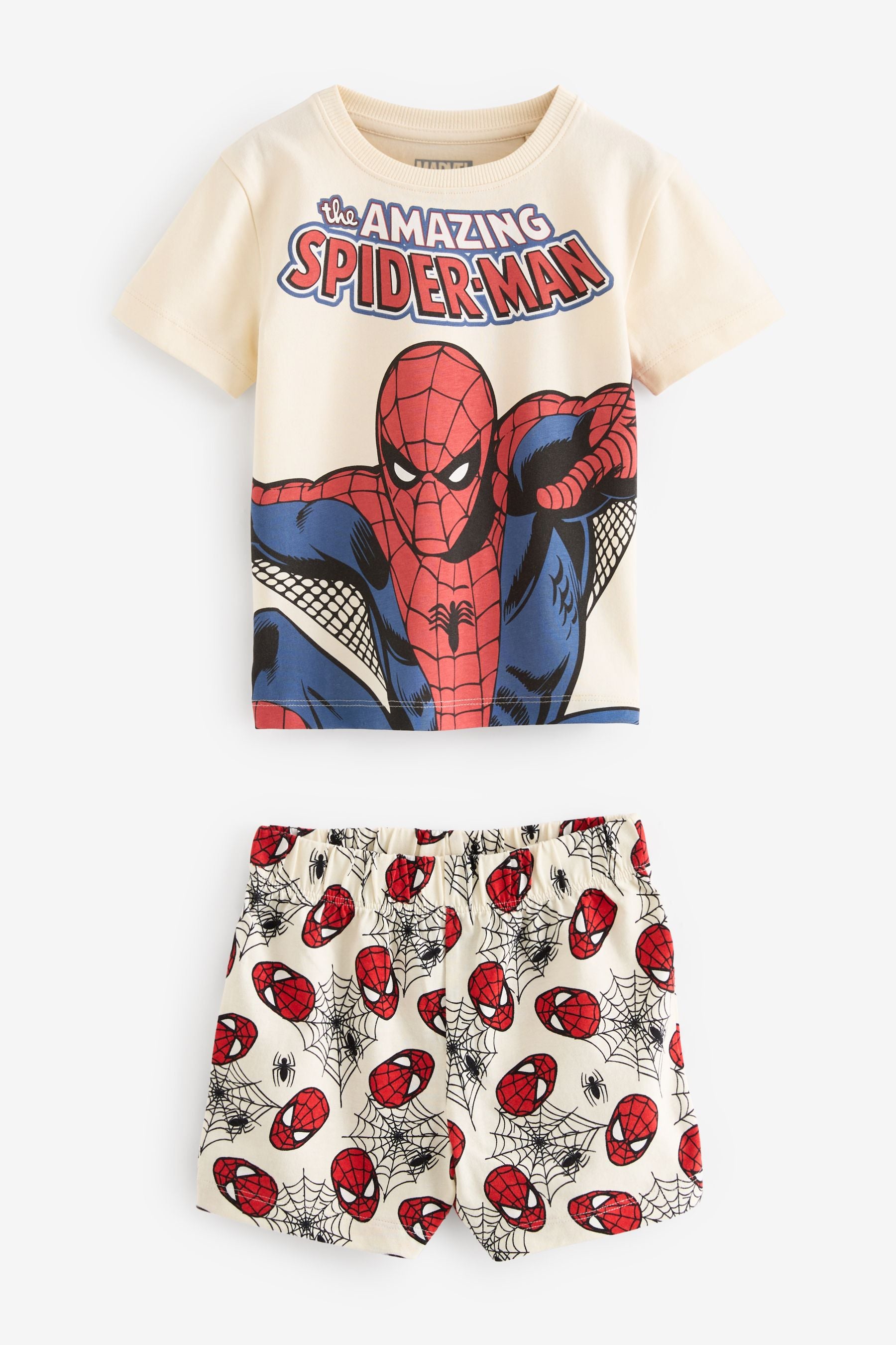 Red/Navy/White Spiderman 100% Cotton Short Pyjamas 3 Pack (12mths-10yrs)