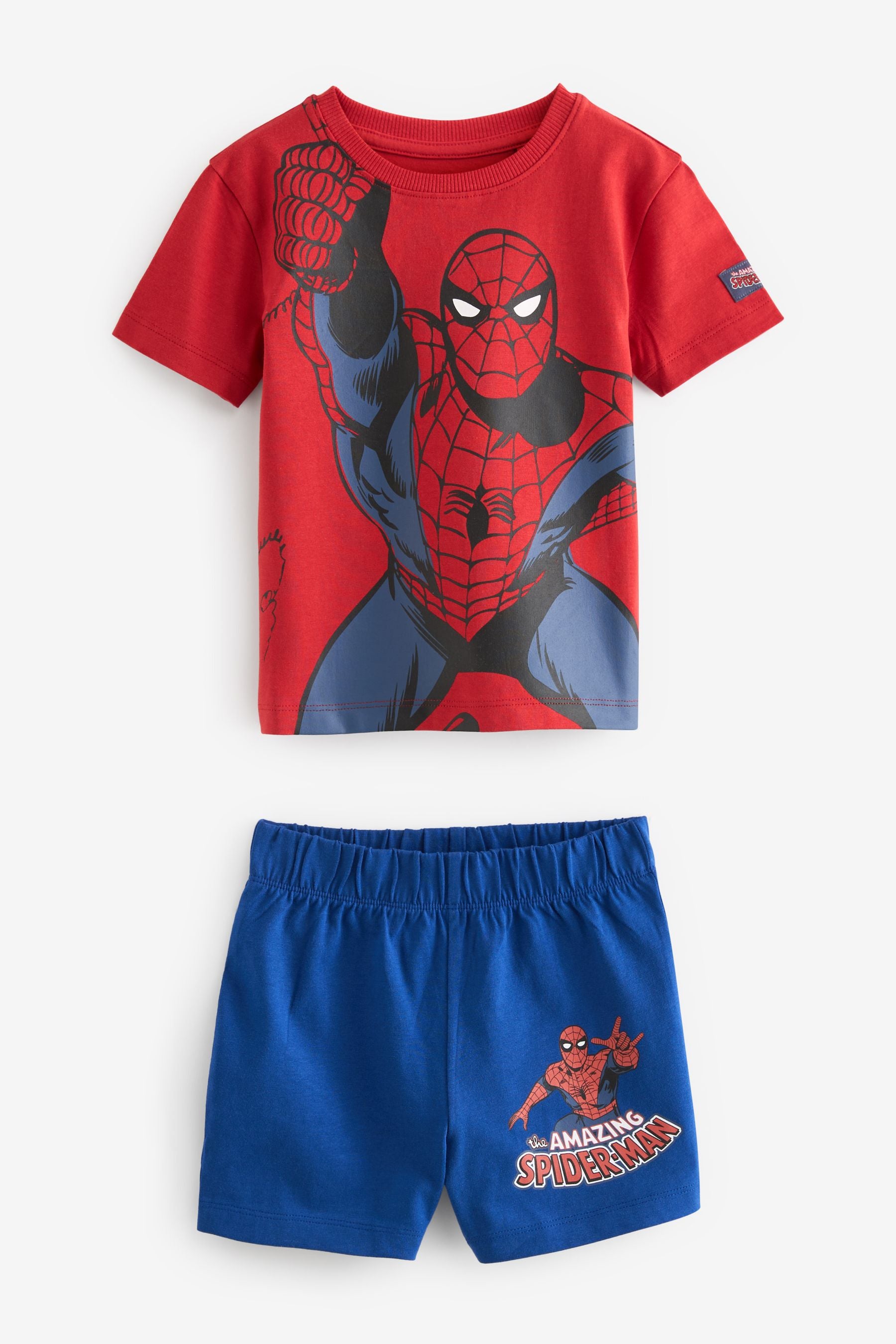 Red/Navy/White Spiderman 100% Cotton Short Pyjamas 3 Pack (12mths-10yrs)