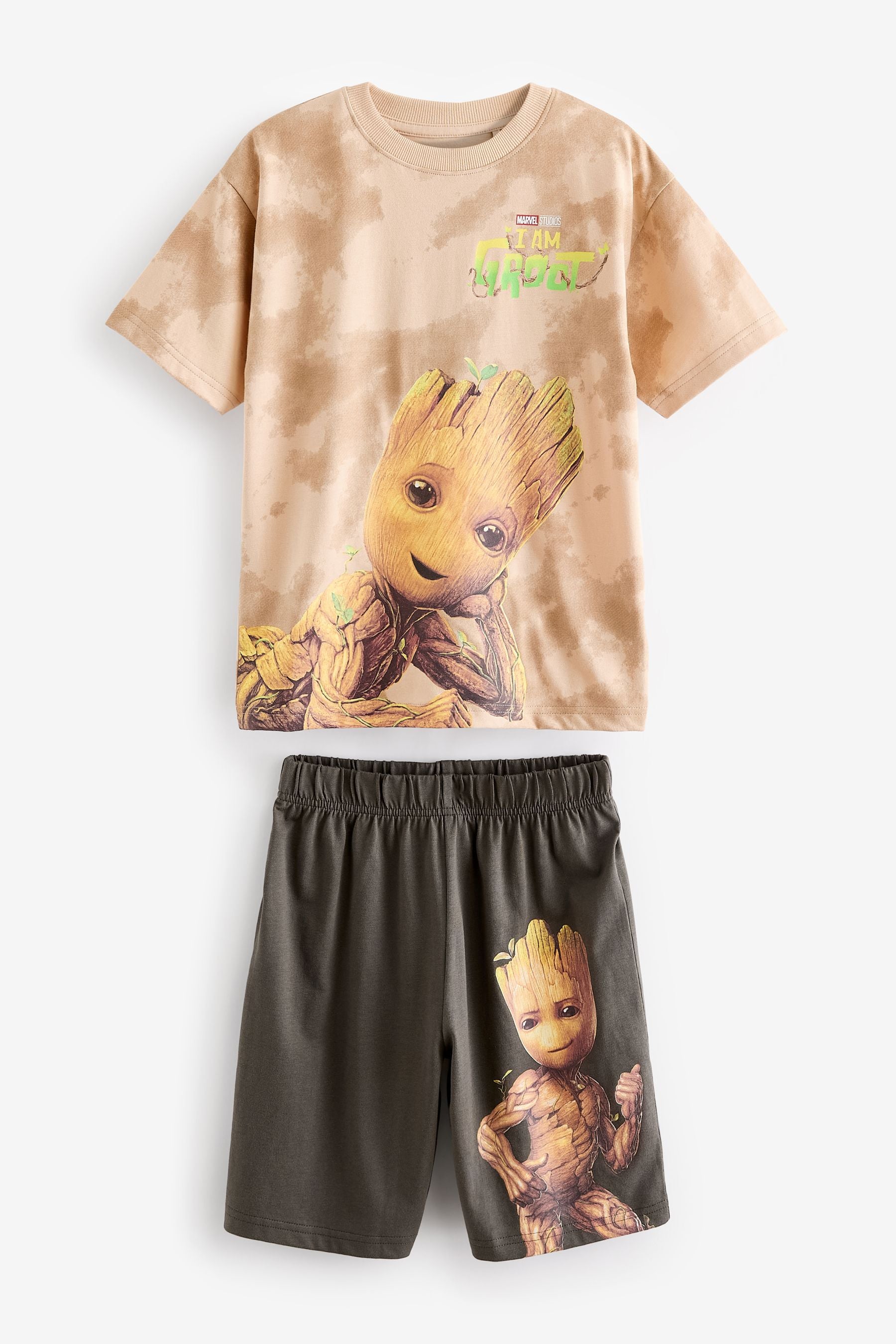 Khaki/Stone Groot Single Short Pyjamas (3-14yrs)