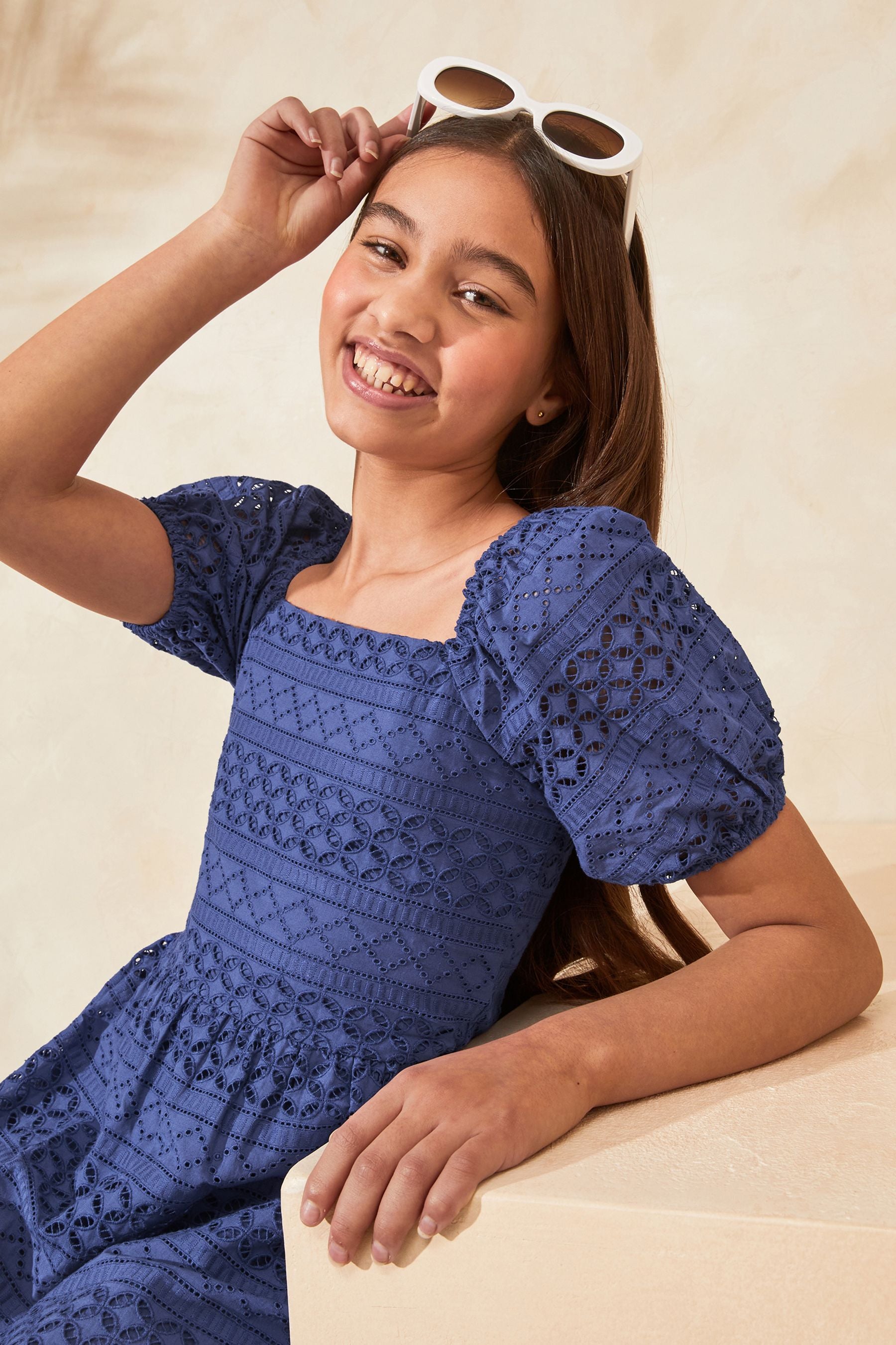 Blue Lipsy Broderie Maxi Dress (5-16yrs)