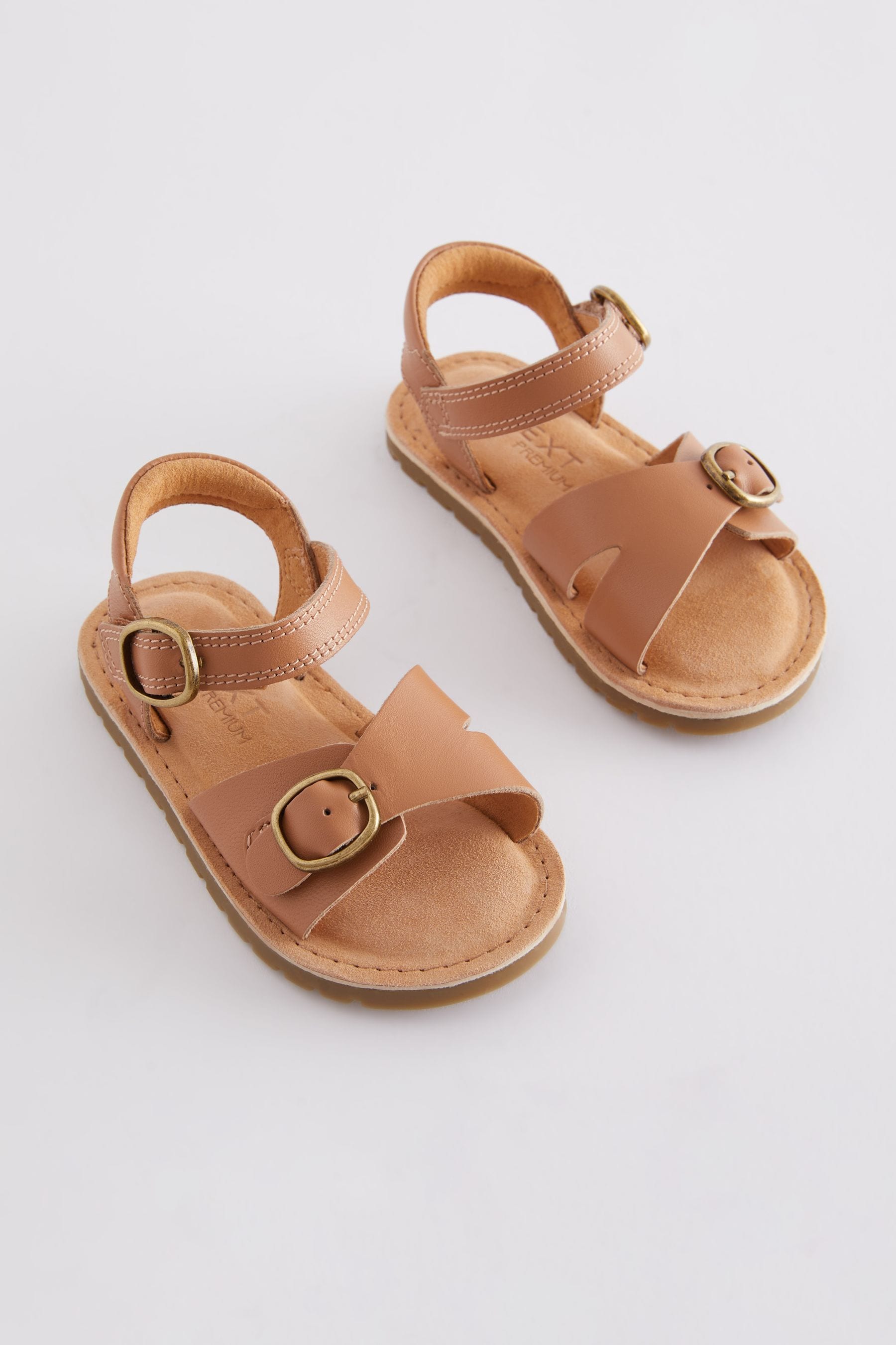 Brown Wide Fit (G) Leather Buckle Sandals