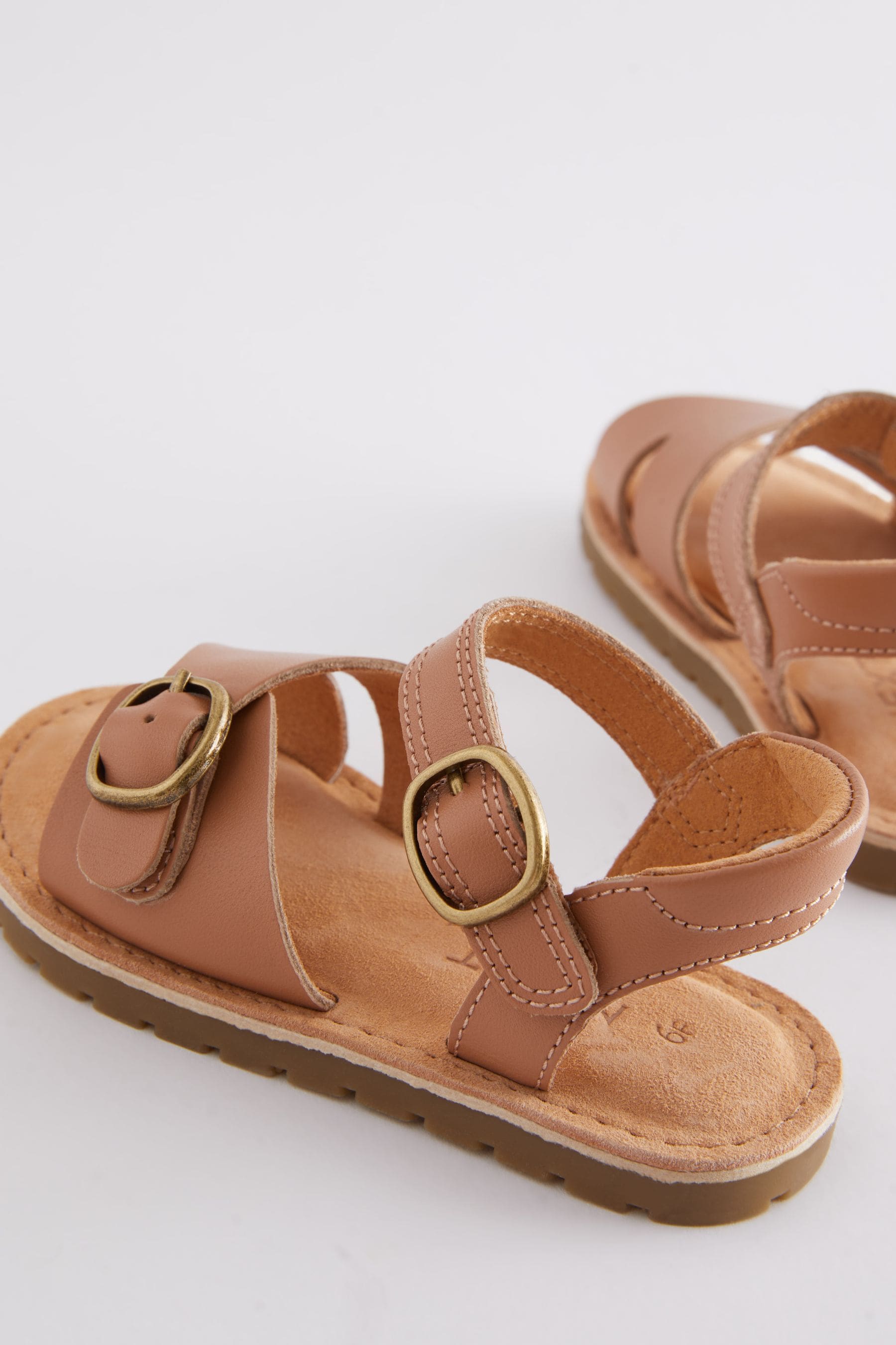 Brown Wide Fit (G) Leather Buckle Sandals