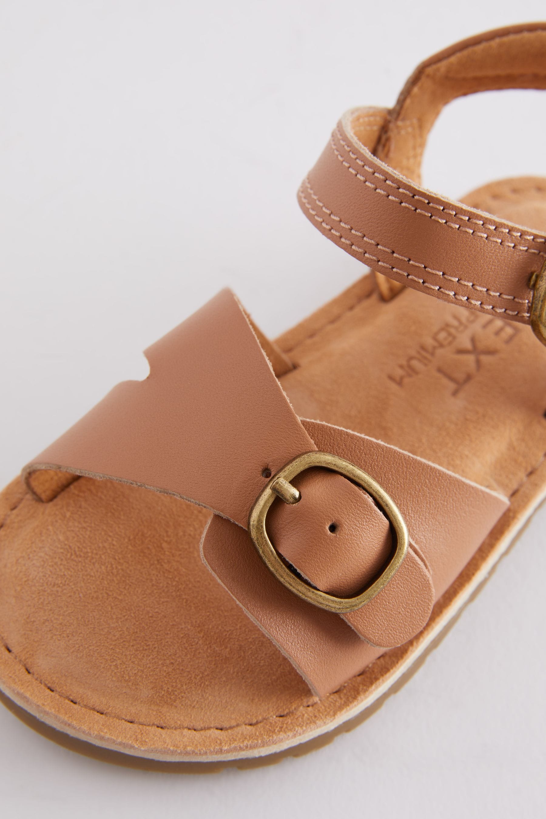 Brown Wide Fit (G) Leather Buckle Sandals