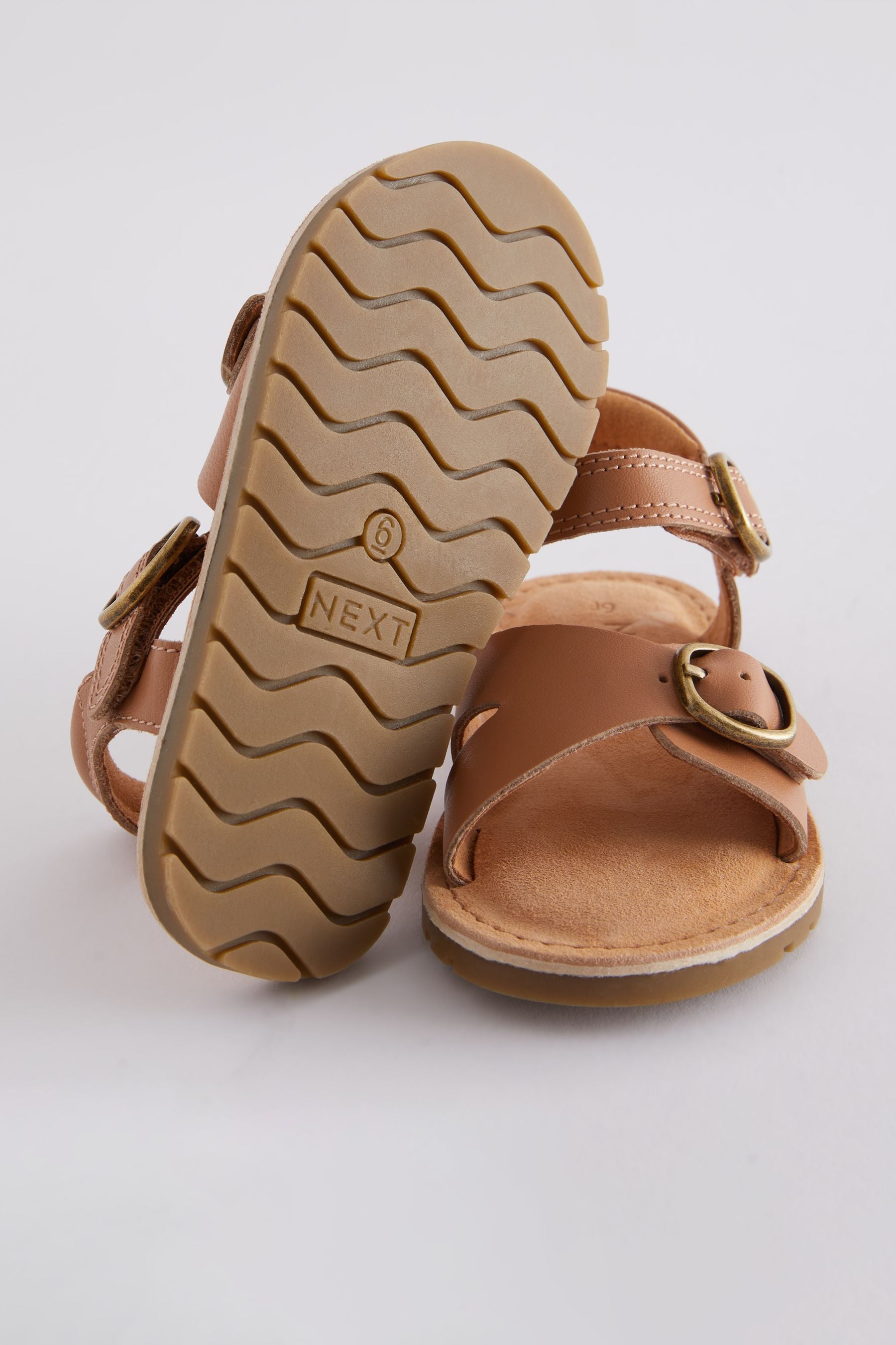 Brown Wide Fit (G) Leather Buckle Sandals