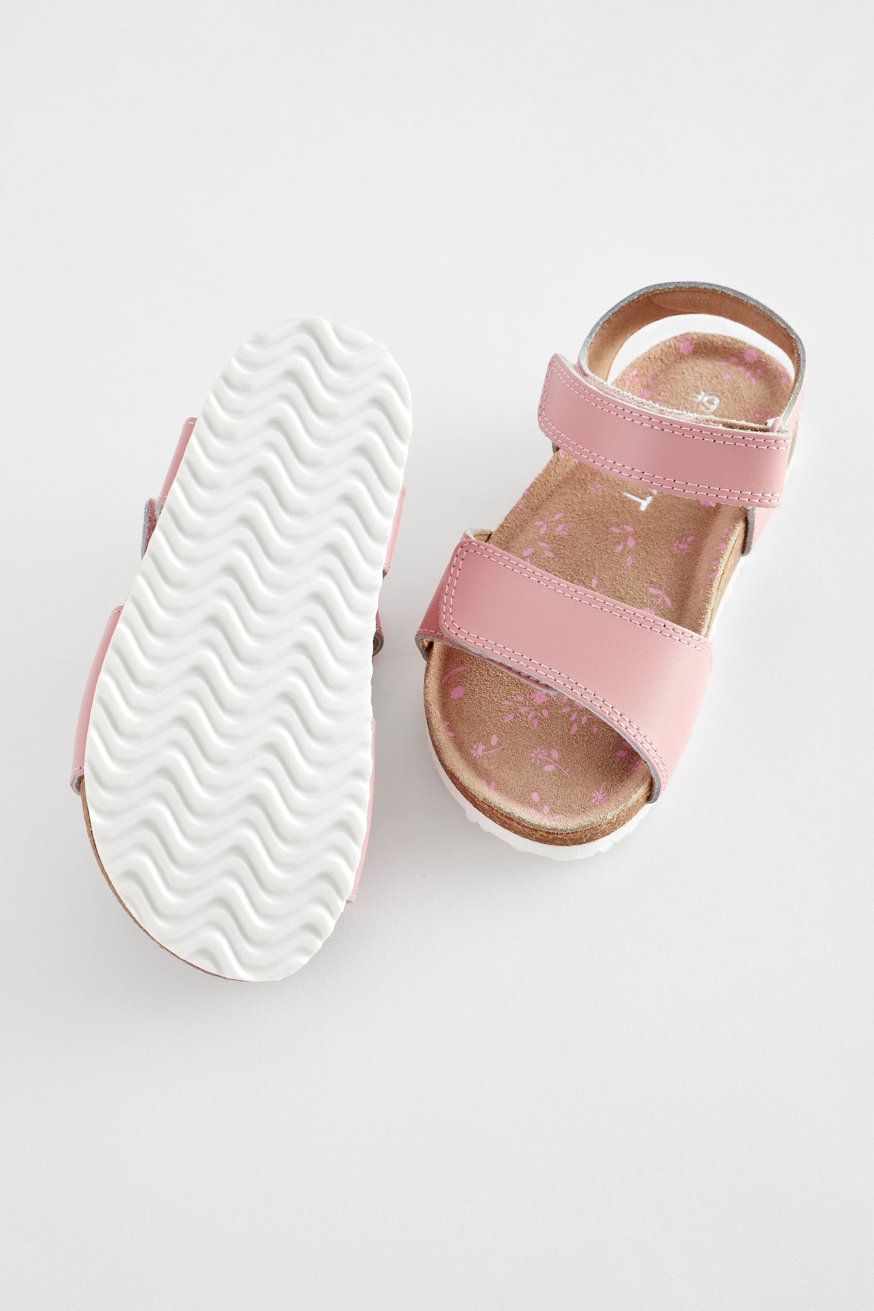 Pink Leather Corkbed Sandals