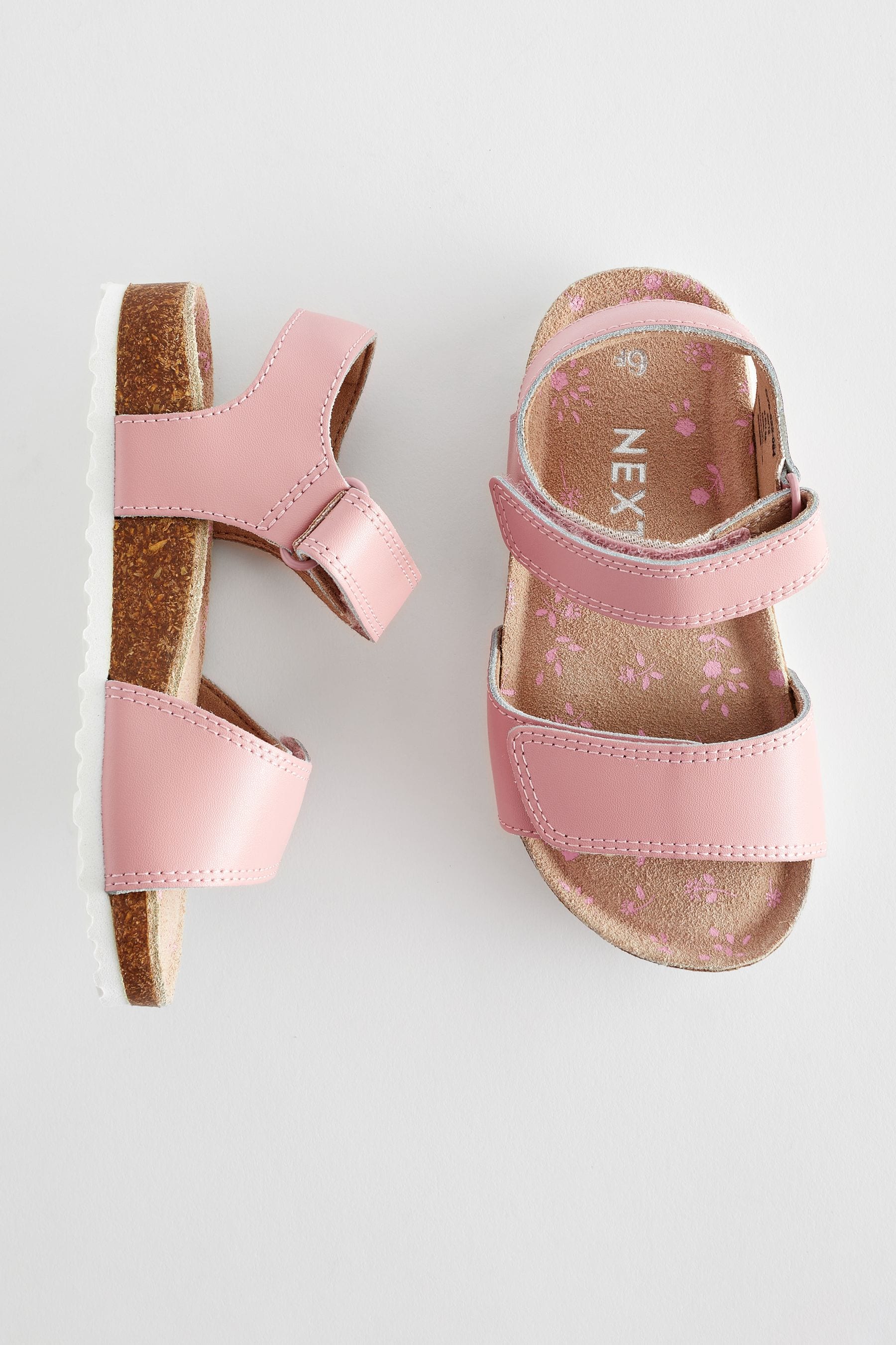 Pink Wide Fit (G) Leather Corkbed Sandals