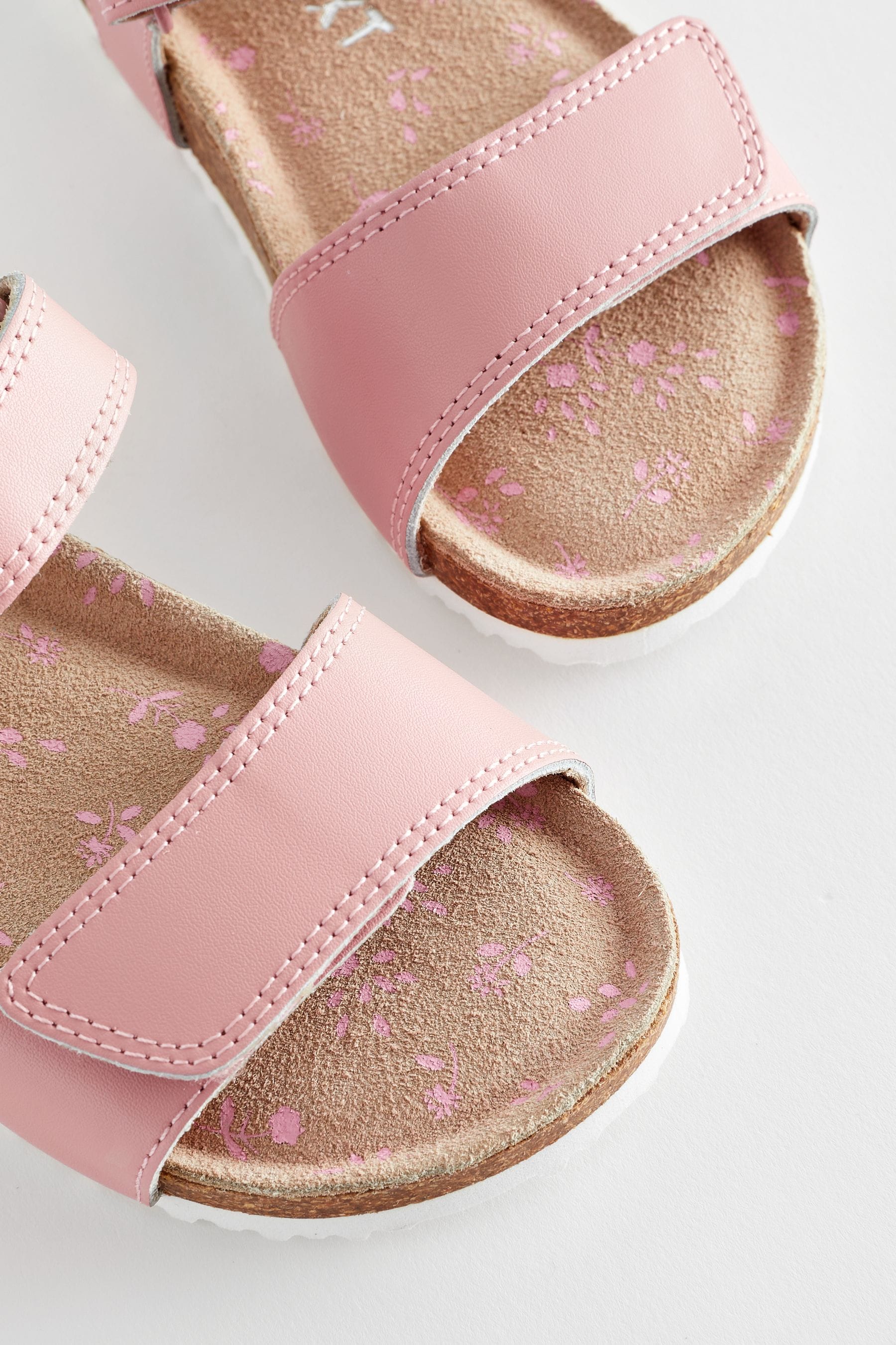 Pink Wide Fit (G) Leather Corkbed Sandals