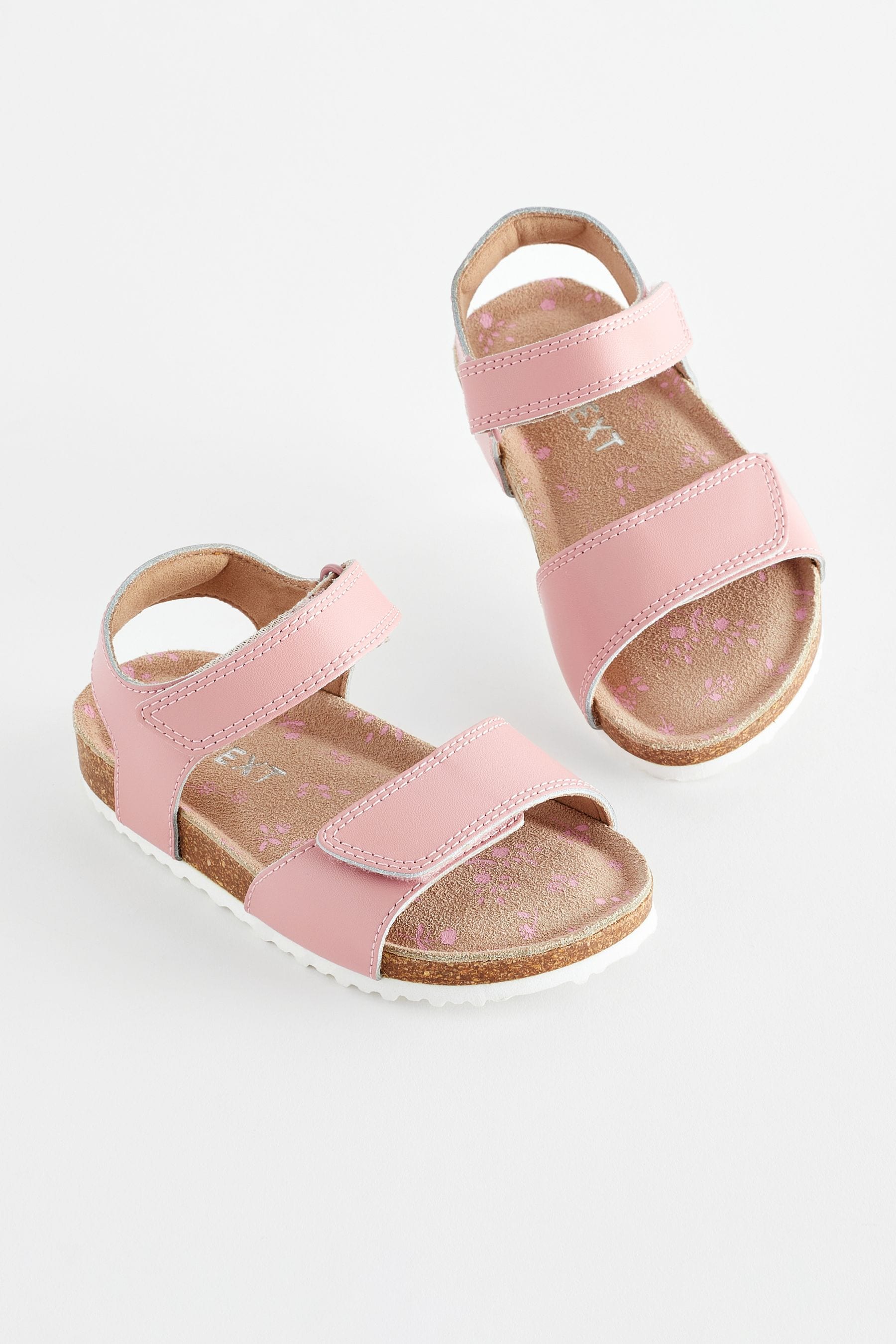 Pink Wide Fit (G) Leather Corkbed Sandals