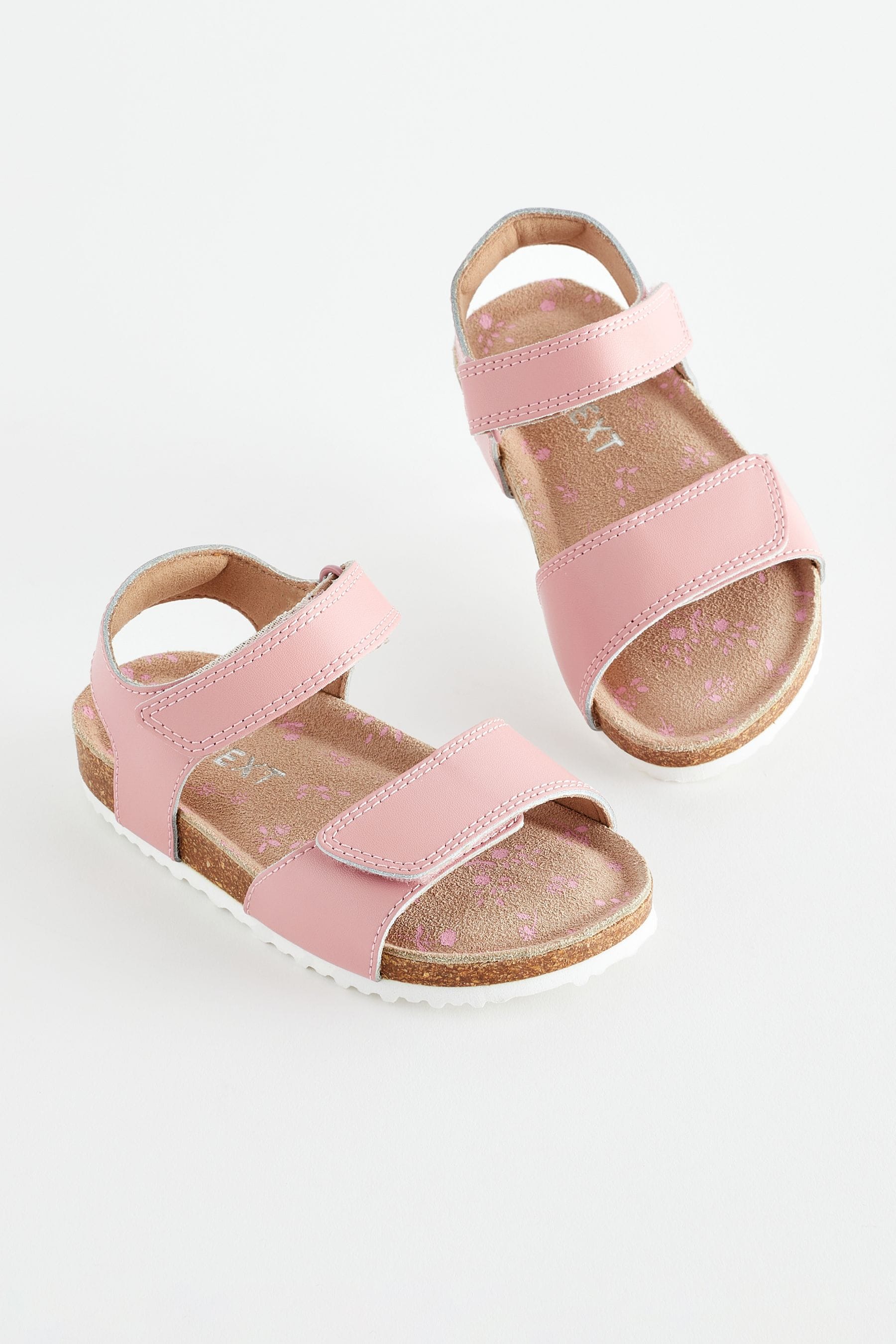 Pink Leather Corkbed Sandals