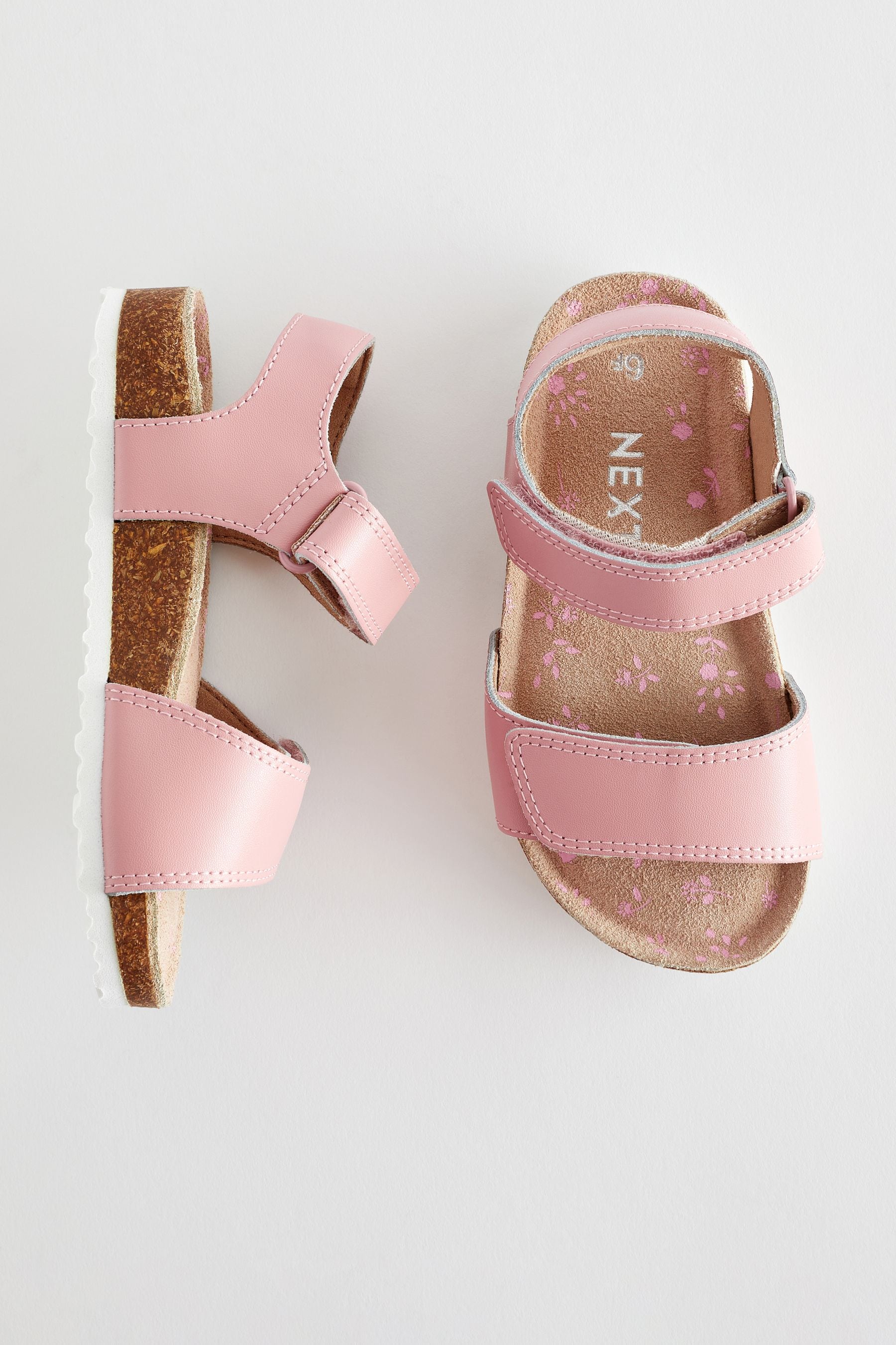 Pink Standard Fit (F) Leather Corkbed Sandals