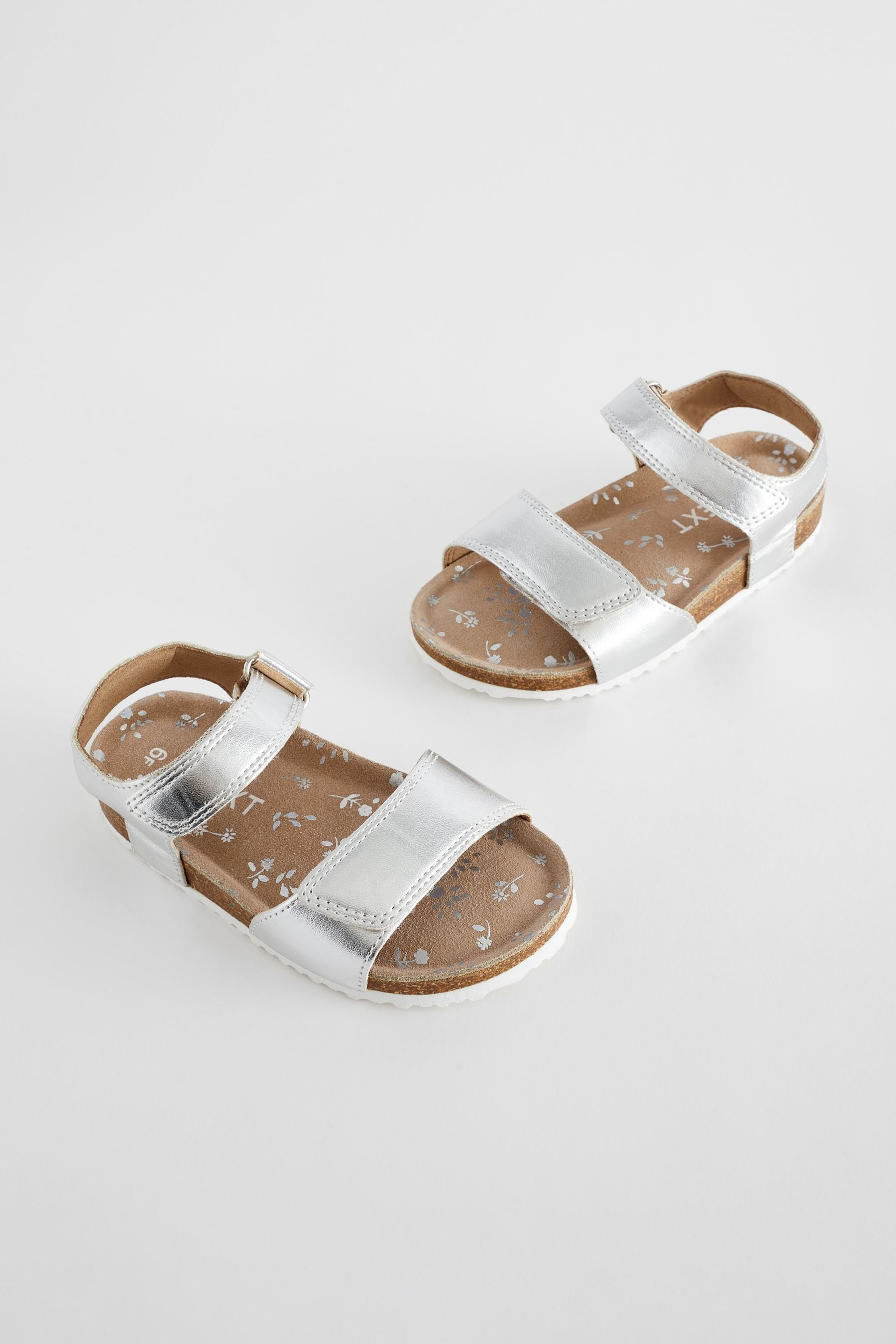 Silver Leather Corkbed Sandals