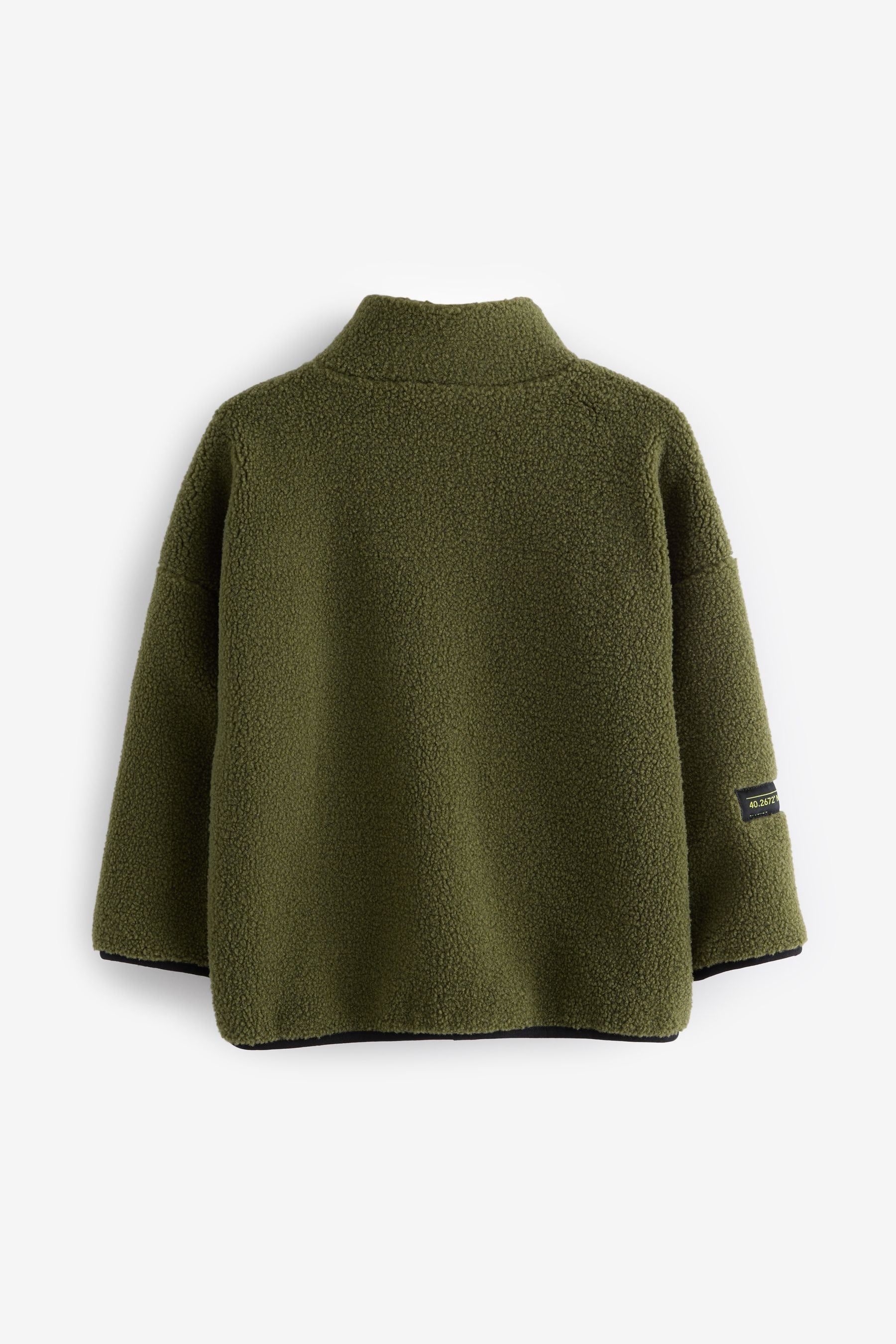 Olive Green Zip Through Borg Fleece (3-16yrs)