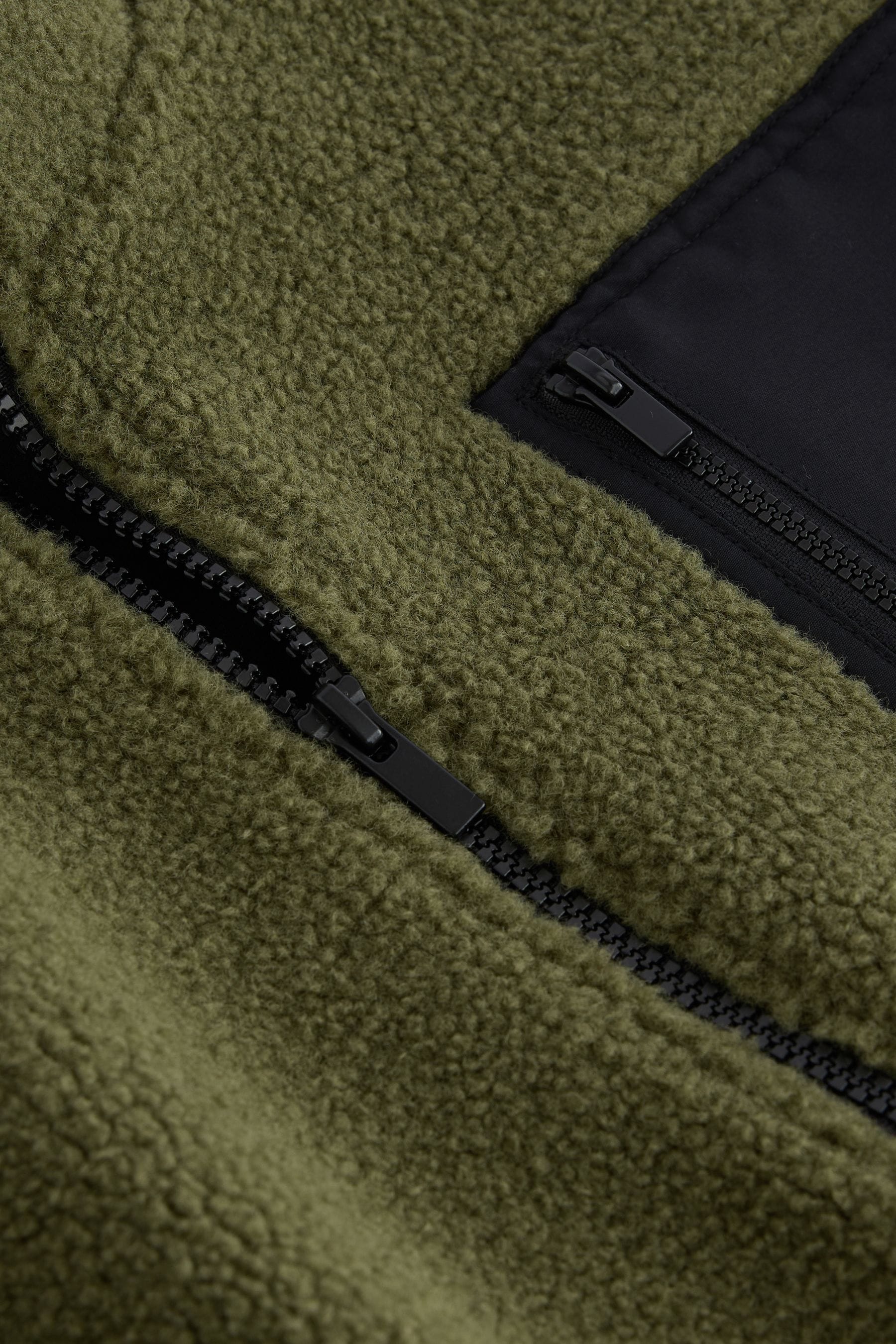 Olive Green Zip Through Borg Fleece (3-16yrs)