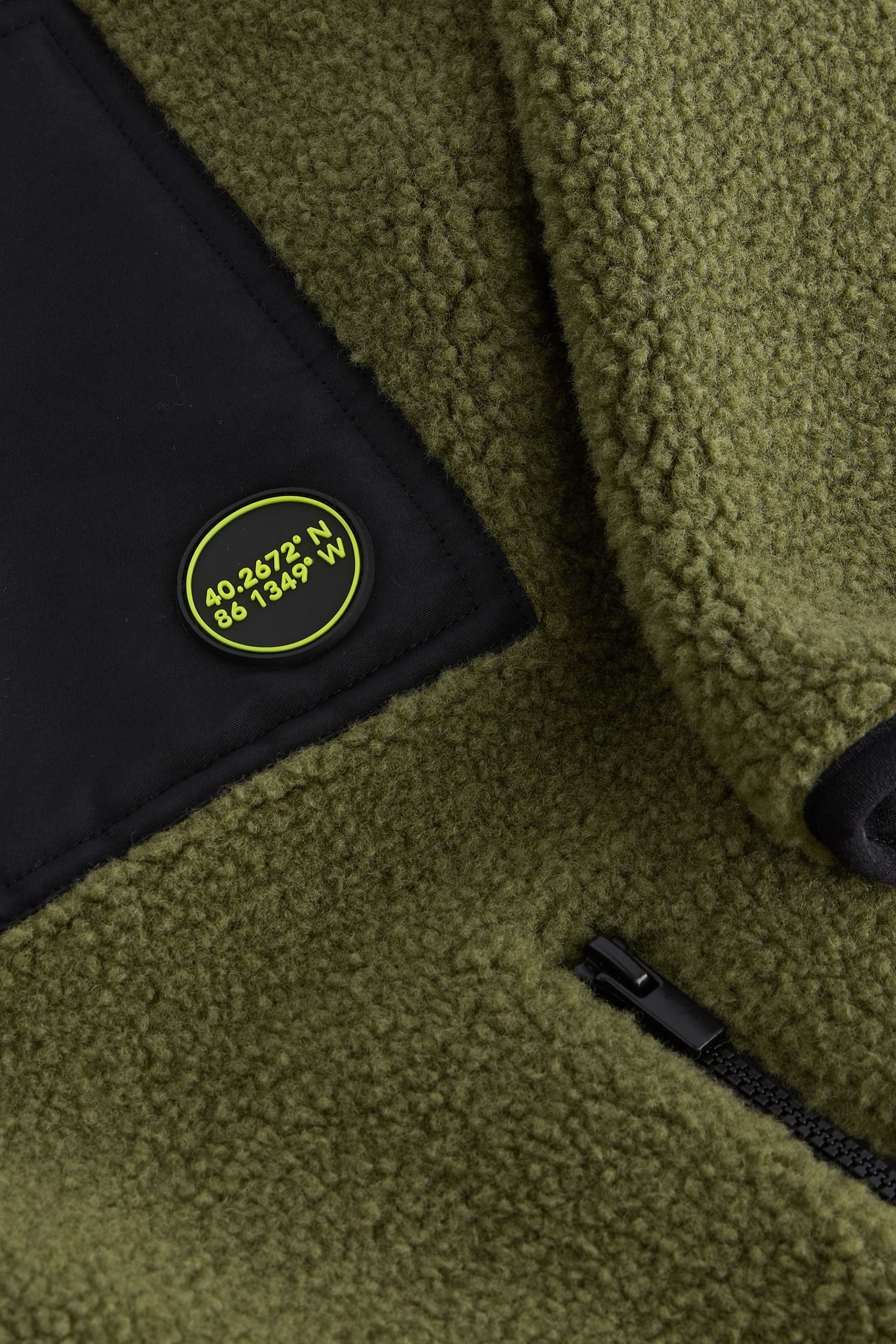 Olive Green Zip Through Borg Fleece (3-16yrs)