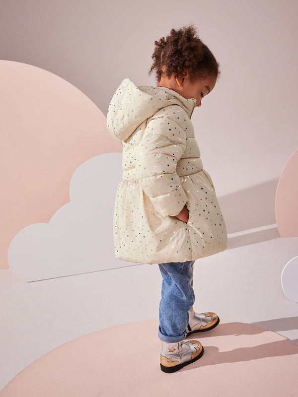 Cream Shower Resistant Foil Skirted Coat (3mths-7yrs)