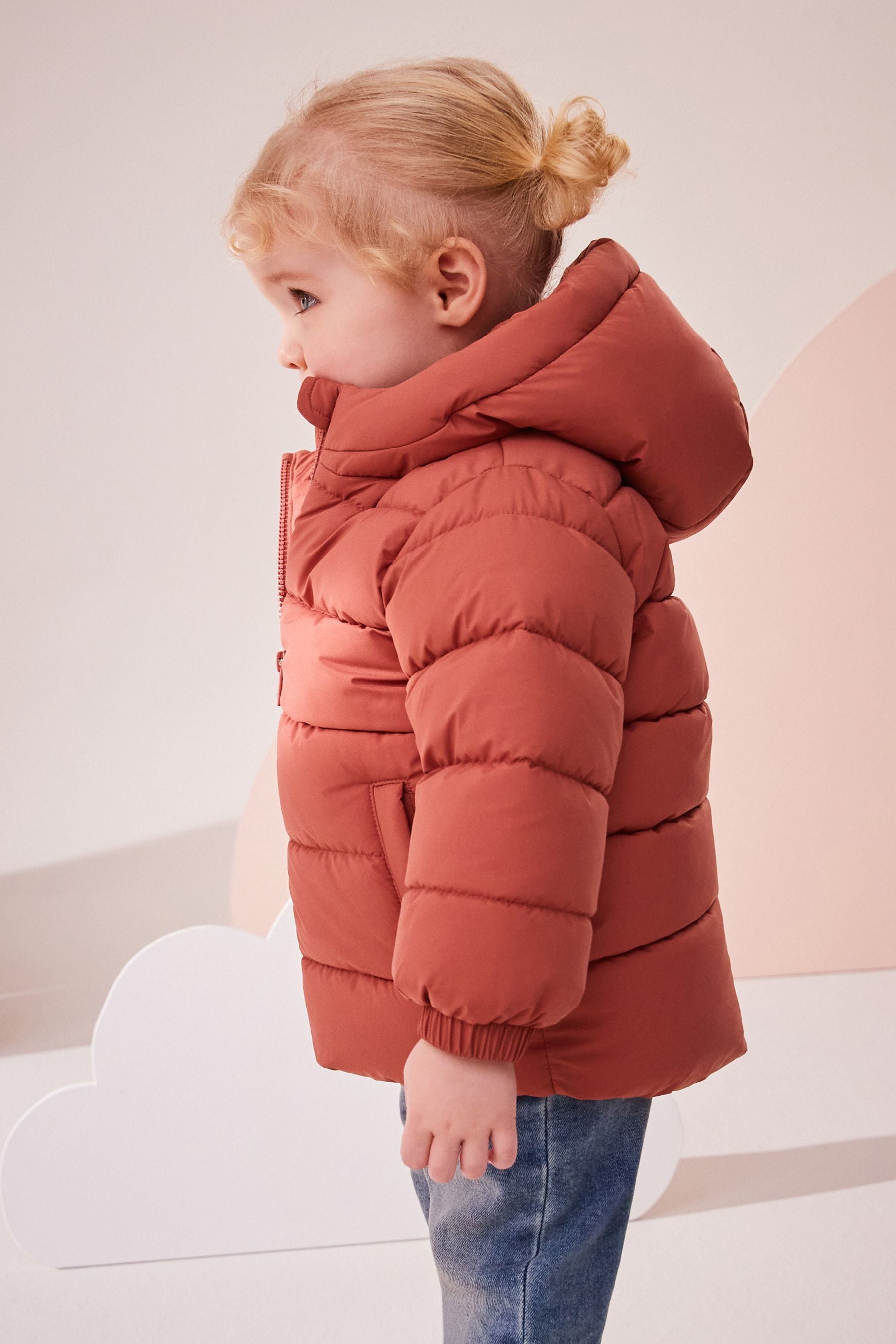 Rust Shower Resistant Fleece Lined Hooded Padded Coat (3mths-7yrs)