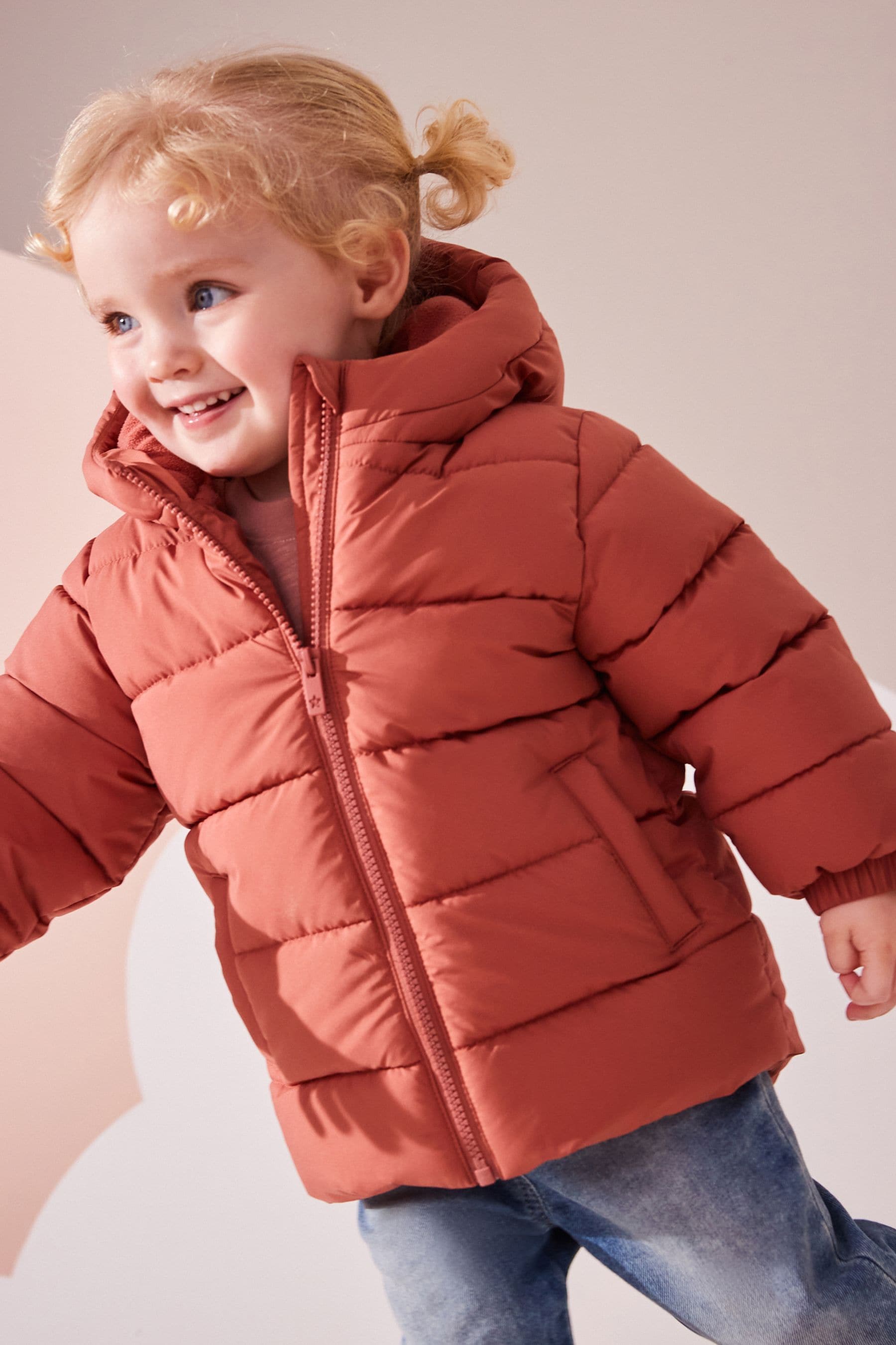 Rust Shower Resistant Fleece Lined Hooded Padded Coat (3mths-7yrs)