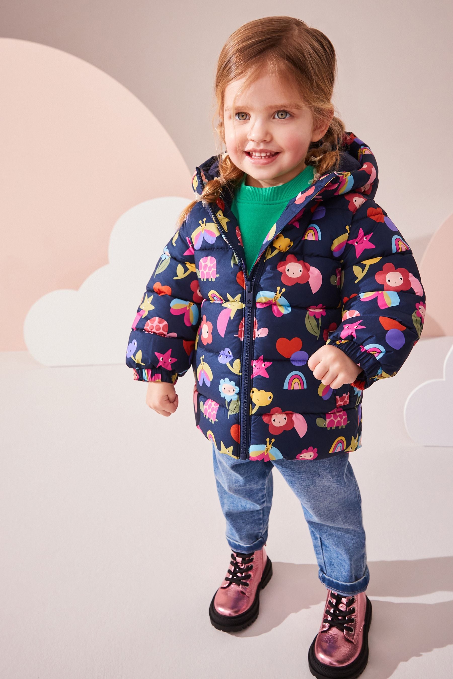 Multi Navy Shower Resistant Padded Coat (3mths-7yrs)