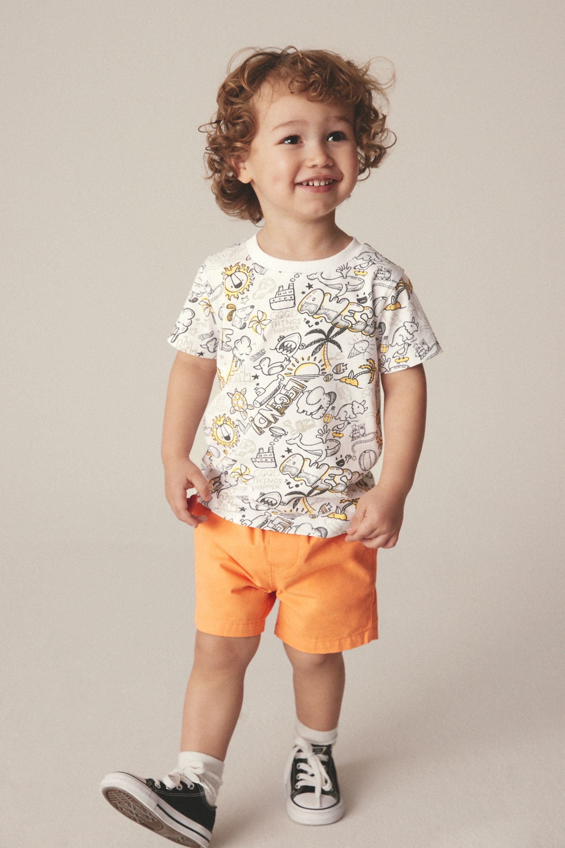 White Scribble Short Sleeve Graffic T-Shirt (3mths-7yrs)