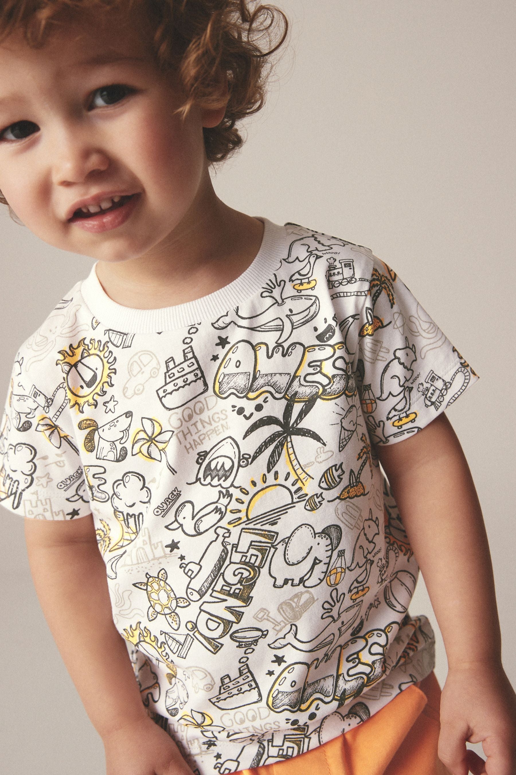 White Scribble Short Sleeve Graffic T-Shirt (3mths-7yrs)