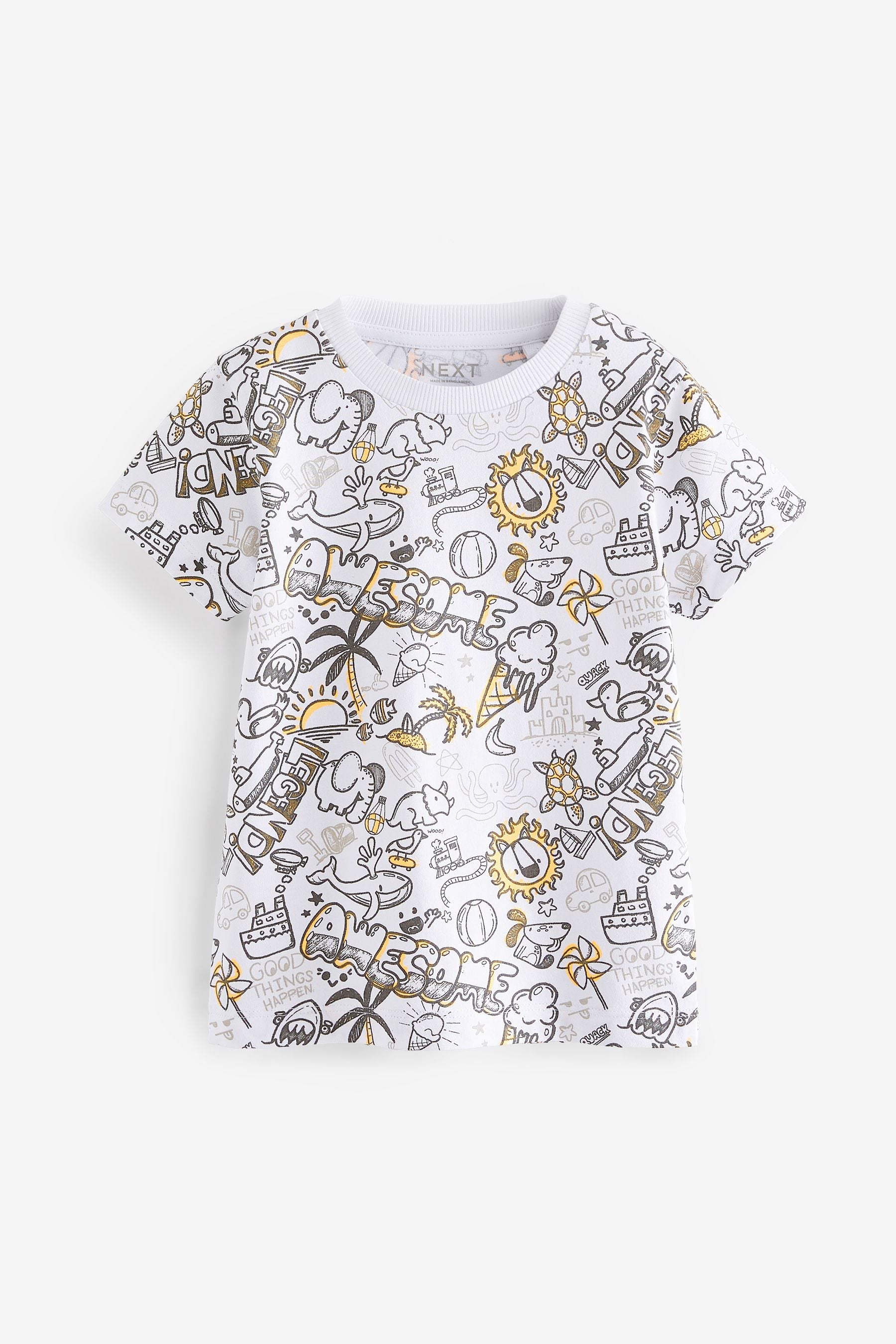 White Scribble Short Sleeve Graffic T-Shirt (3mths-7yrs)