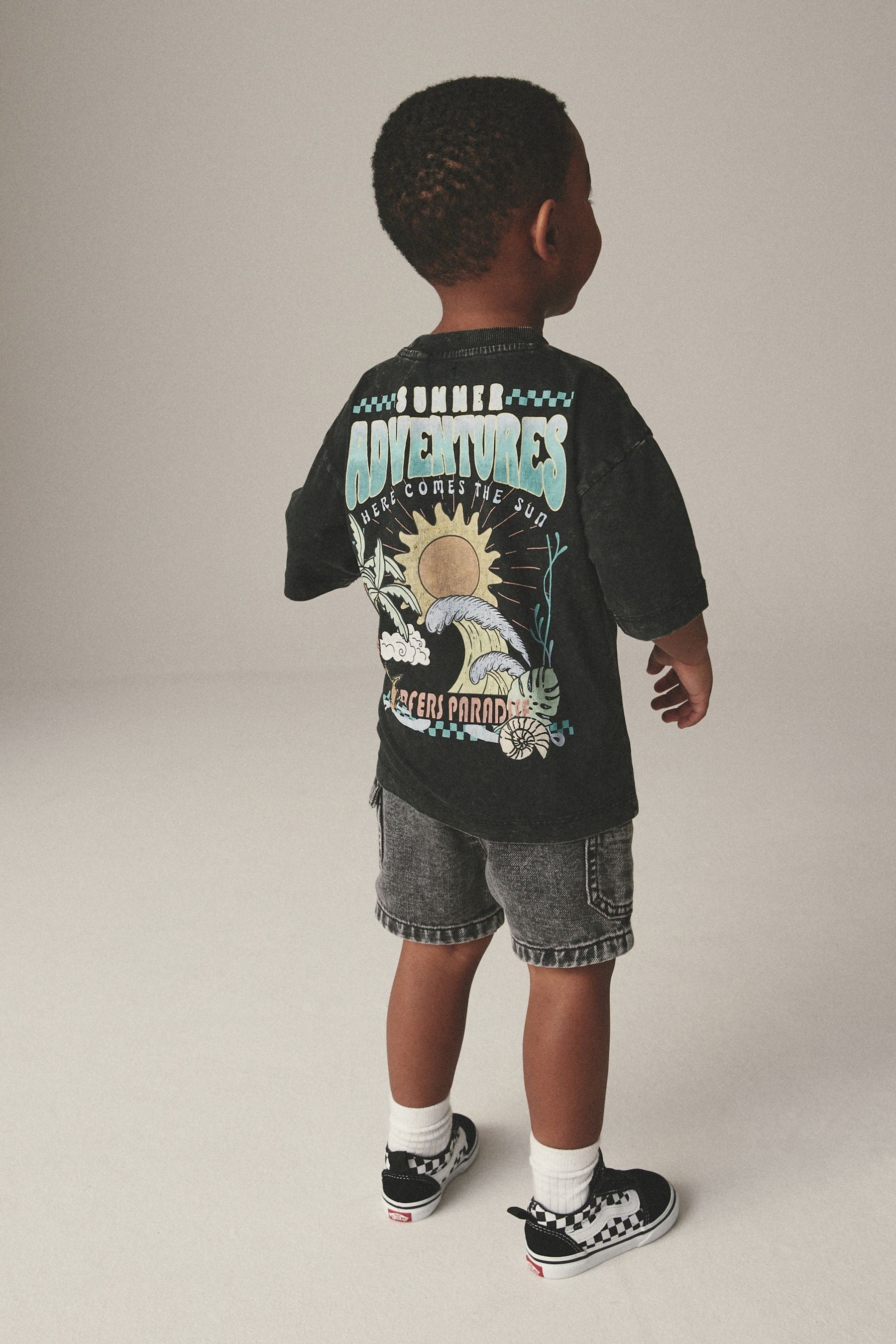 Grey Back Print Short Sleeve T-Shirt (3mths-7yrs)