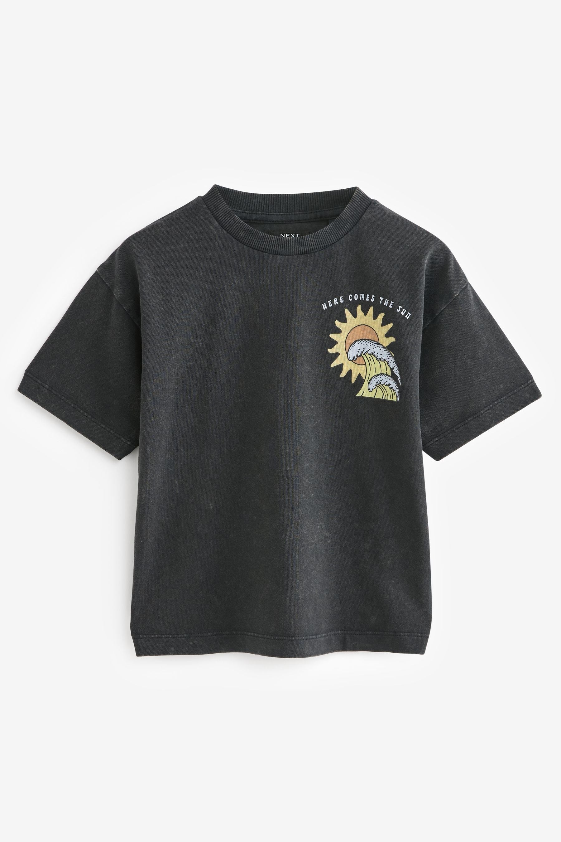 Grey Back Print Short Sleeve T-Shirt (3mths-7yrs)