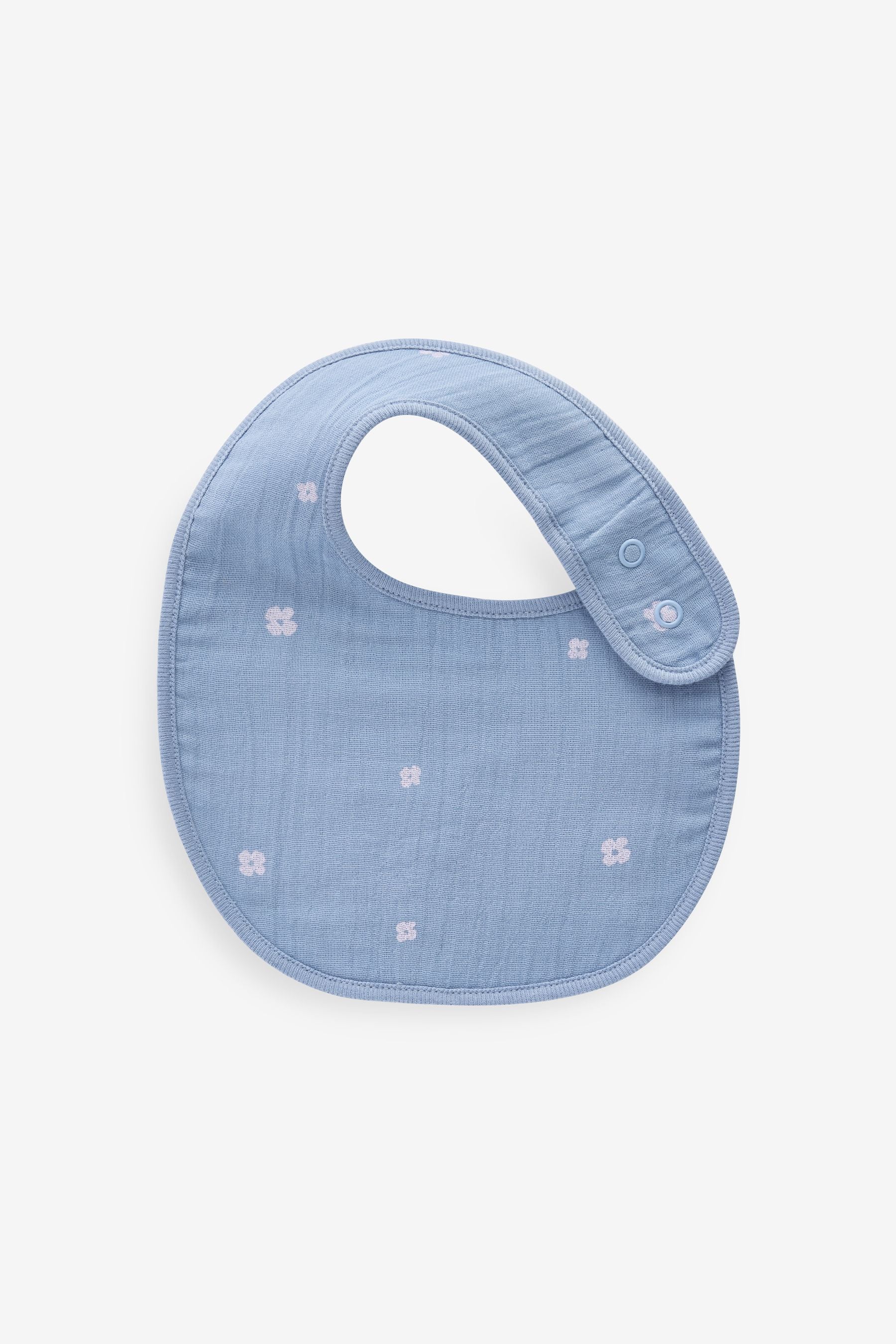 Blue Muslin Dribble Baby Bibs 3 Pack