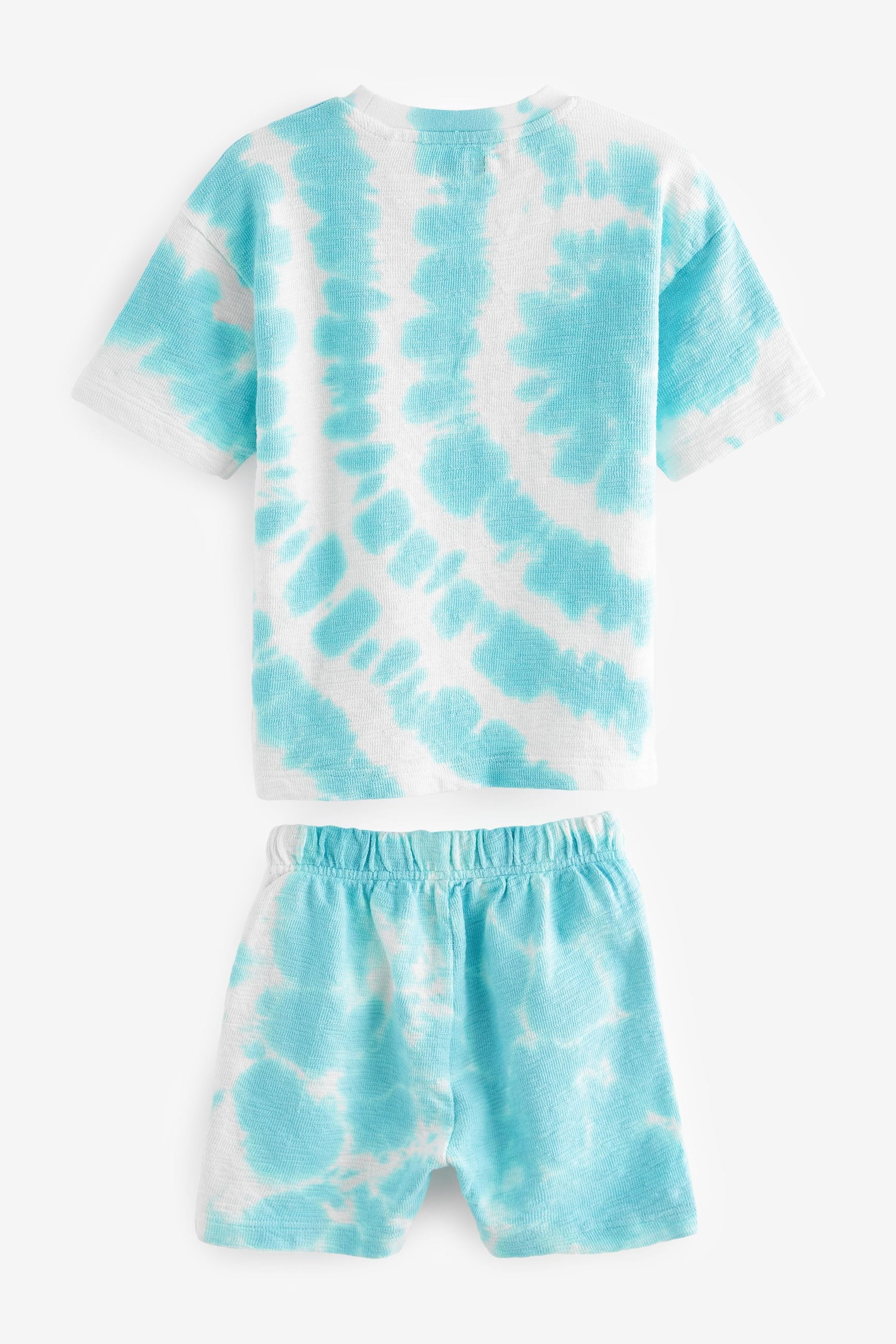 Blue Tie Dye 100% Cotton T-Shirt And Shorts Set (3mths-7yrs)