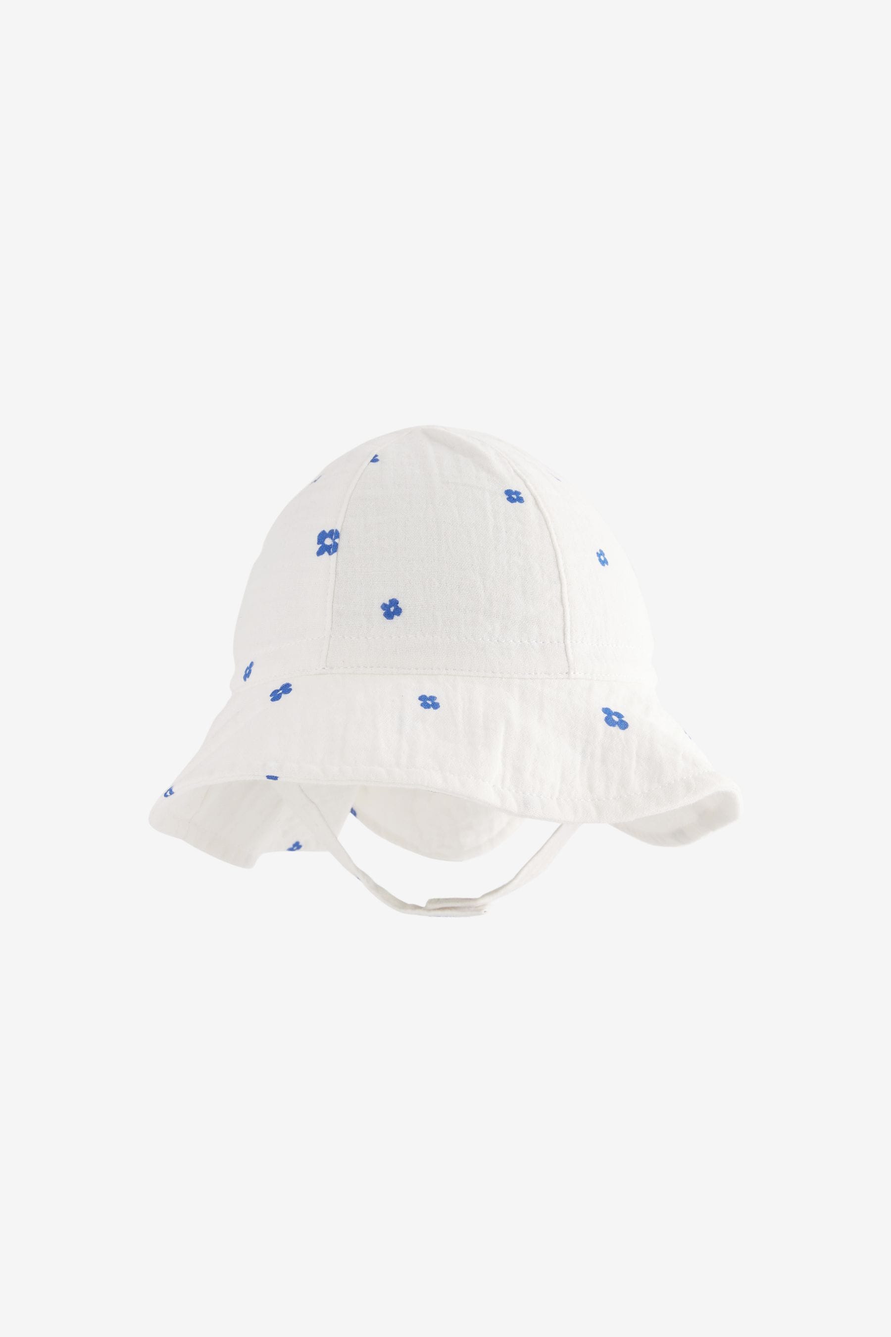 Blue Ditsy Floral Baby Wide Brim Bucket Hat (0mths-2yrs)