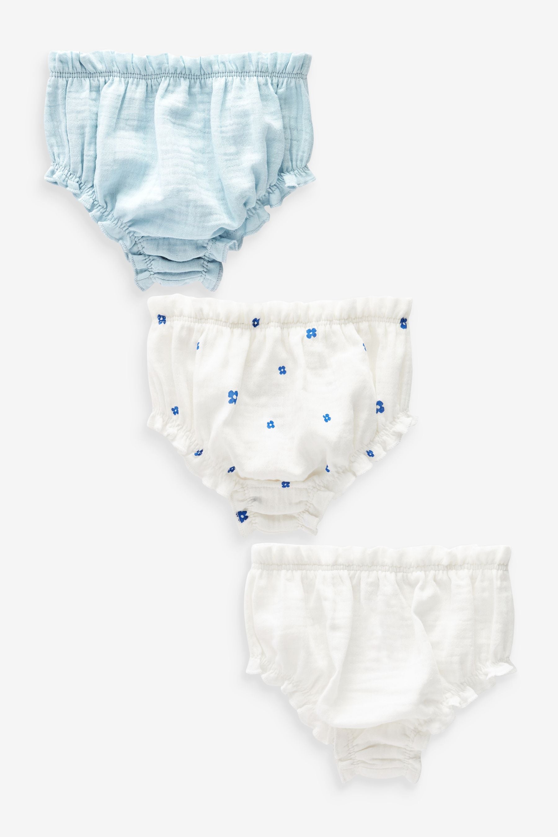 Blue/White Baby Knickers 3 Pack (0mths-2yrs)