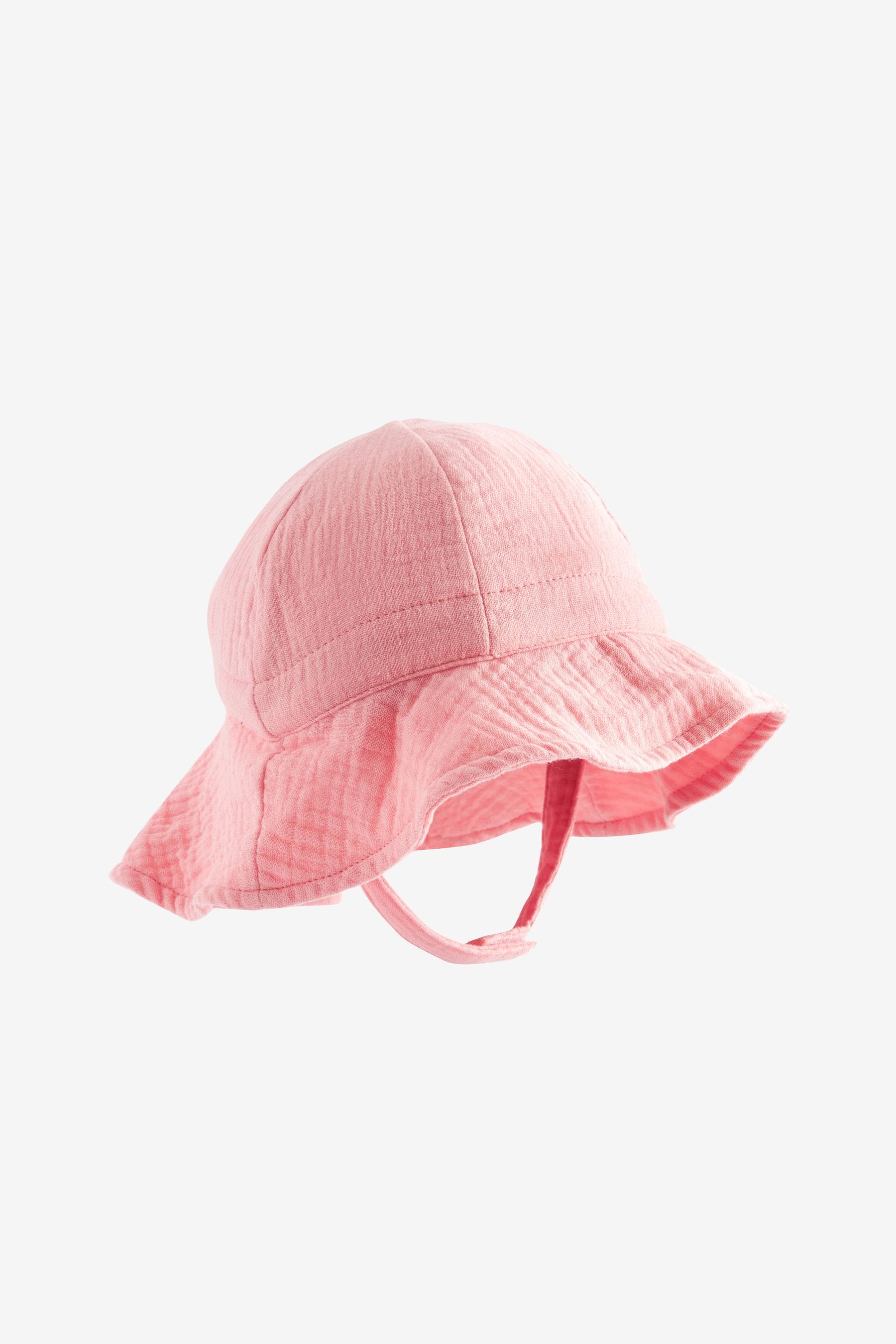 Pink Baby Wide Brim Crinkle Hat (0mths-2yrs)