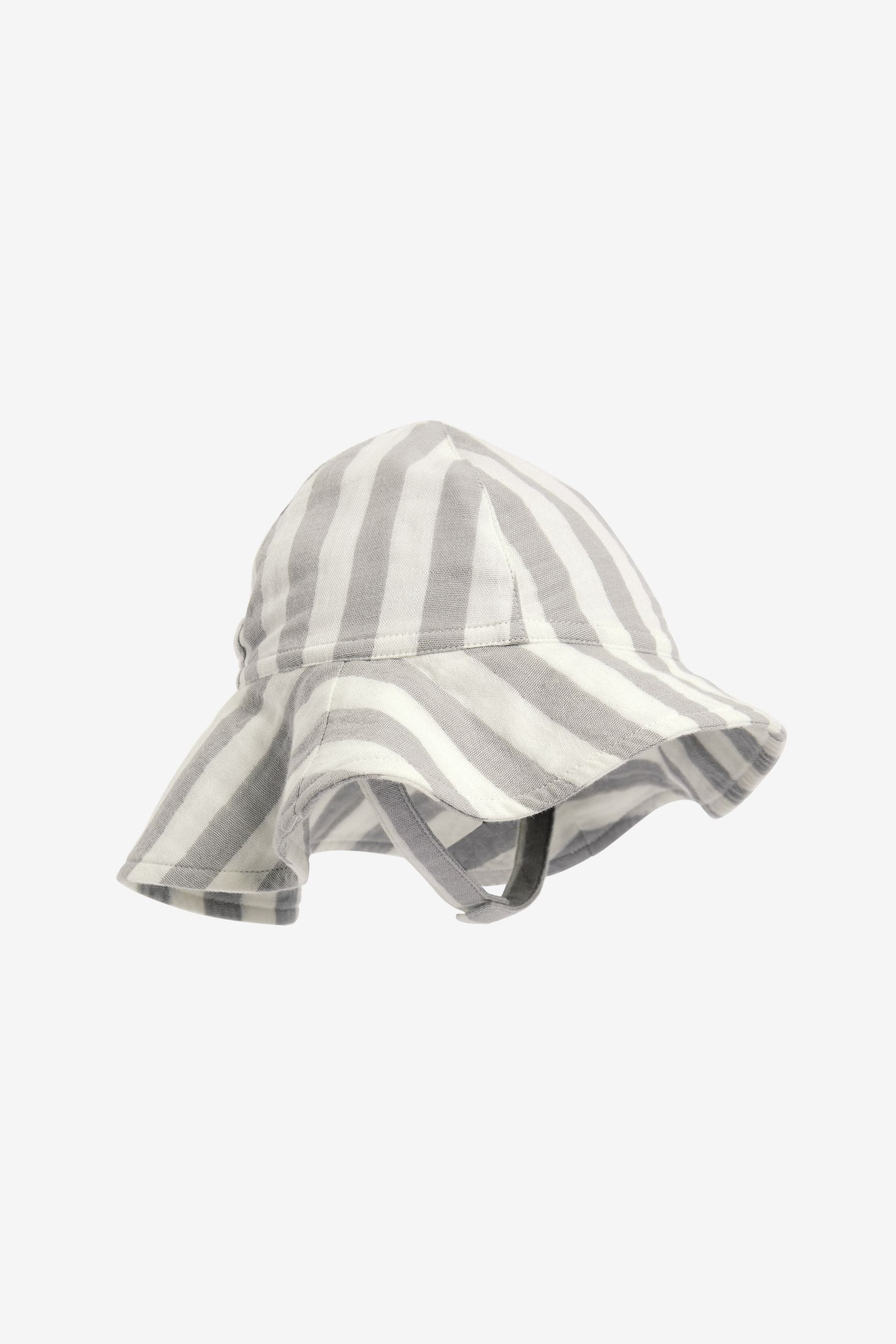 Grey Wide Brim Stripe Baby Hat