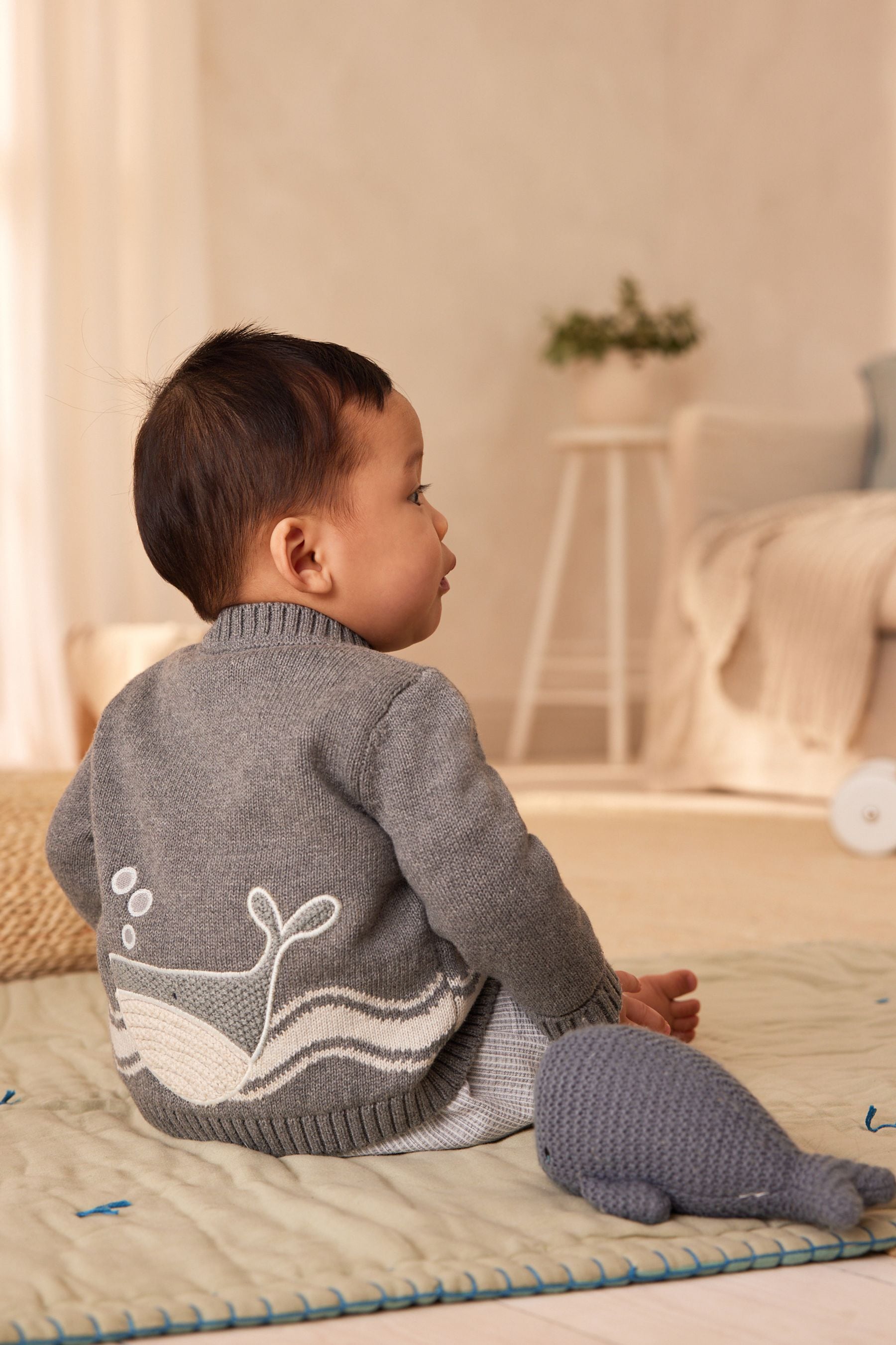 Grey Whale Baby Cardigan (0mths-2yrs)