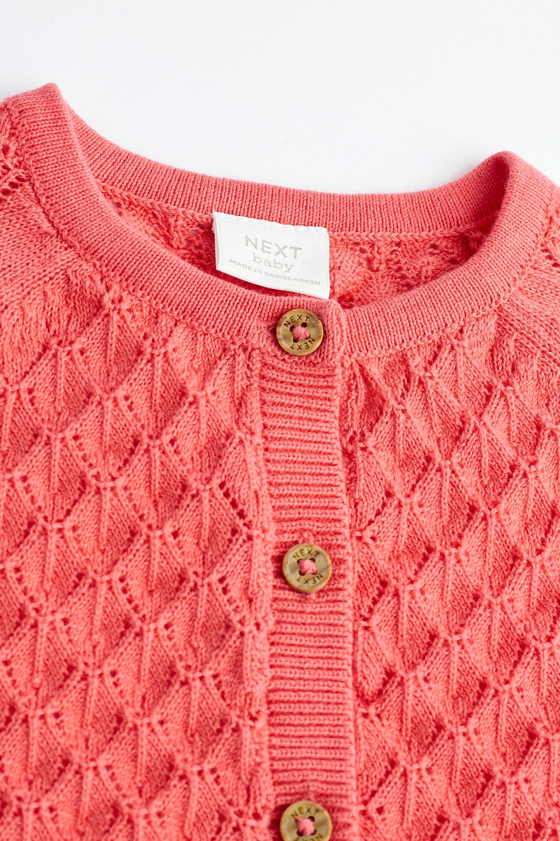 Red Baby Pointelle Knitted Cardigan (0mths-2yrs)