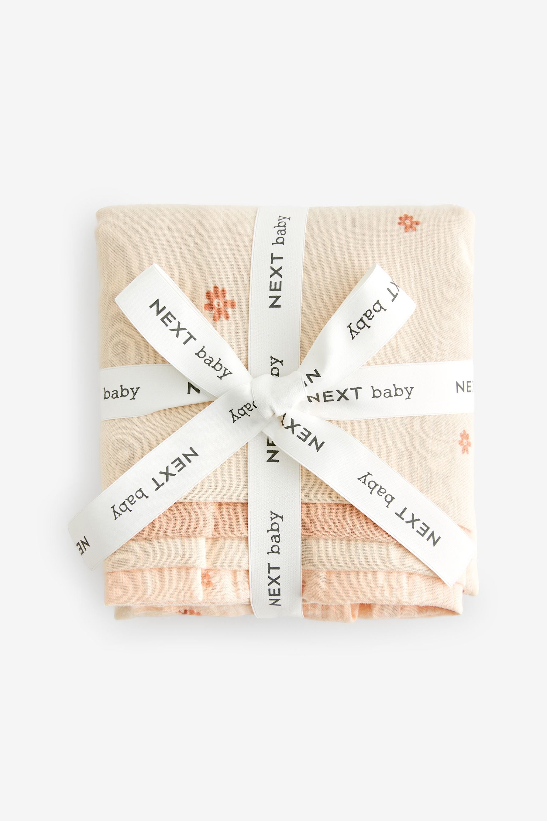 Neutral Ditsy Printed Baby Muslin Cloths 4 Pack