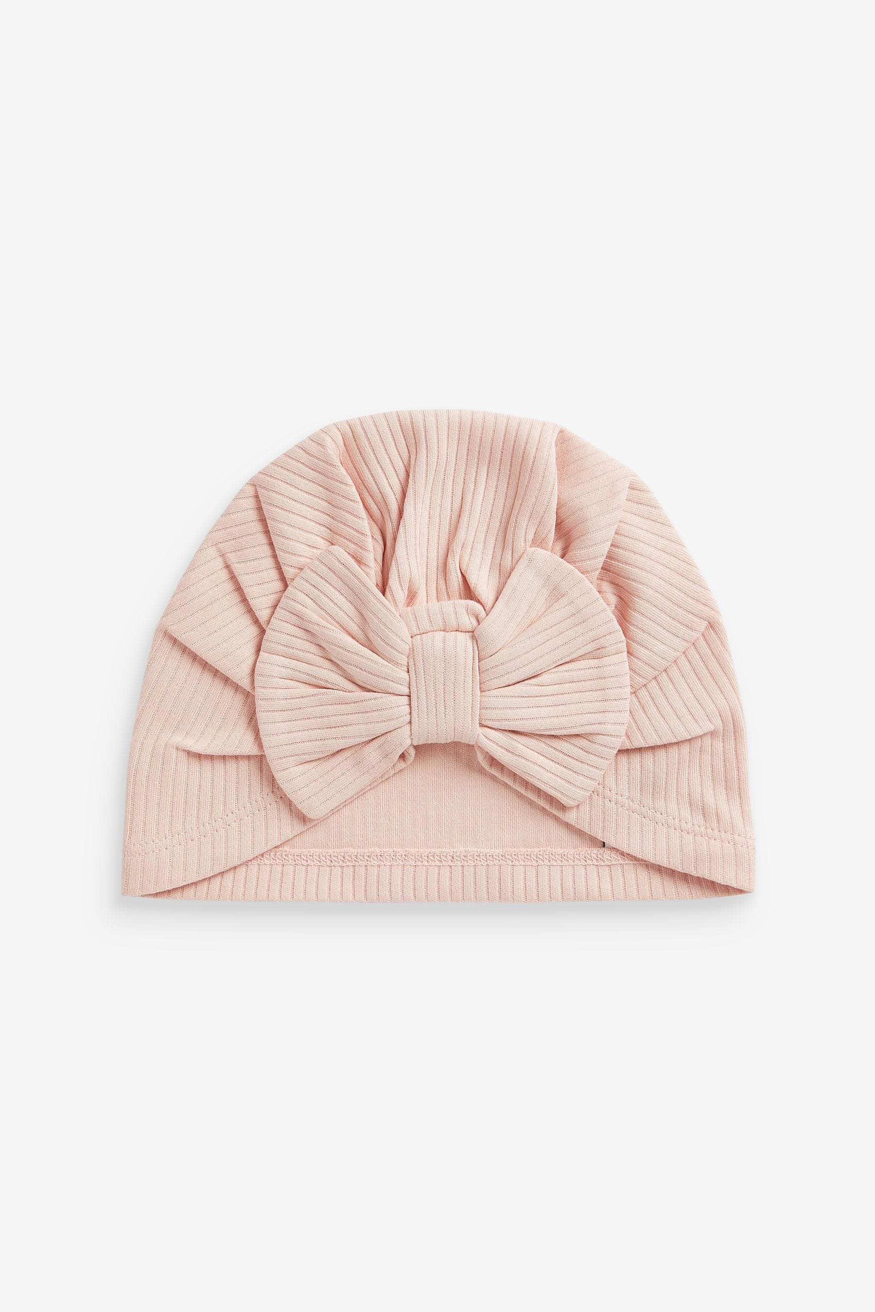 Pink/Rust Baby Bow Turban Hats 2 Pack (0mths-2yrs)