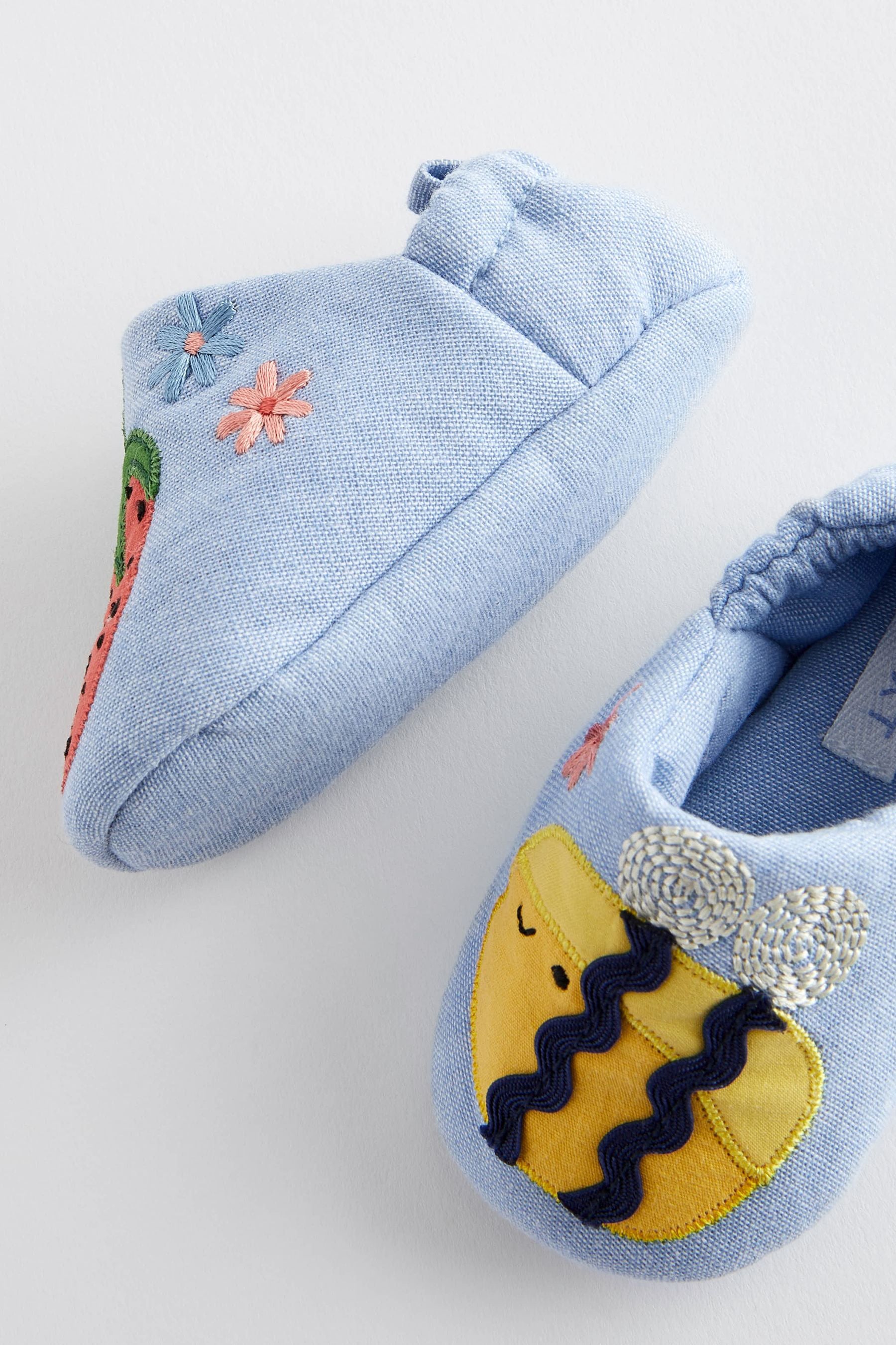 Denim Blue Character Slip-On Baby Shoes (0-24mths)