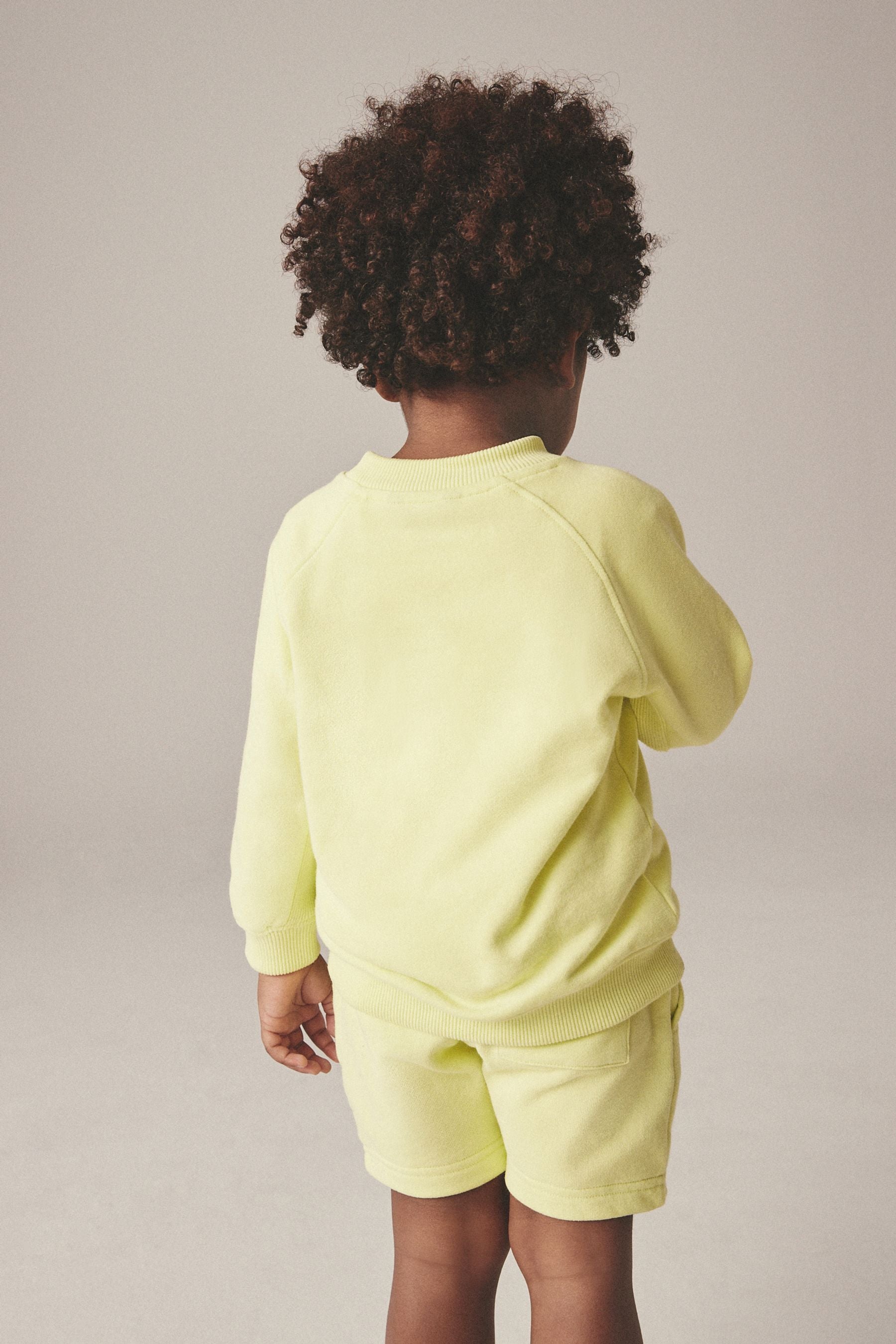 Light Yellow Oversized Crew Neck Sweatshirt and Shorts Set (3mths-7yrs)