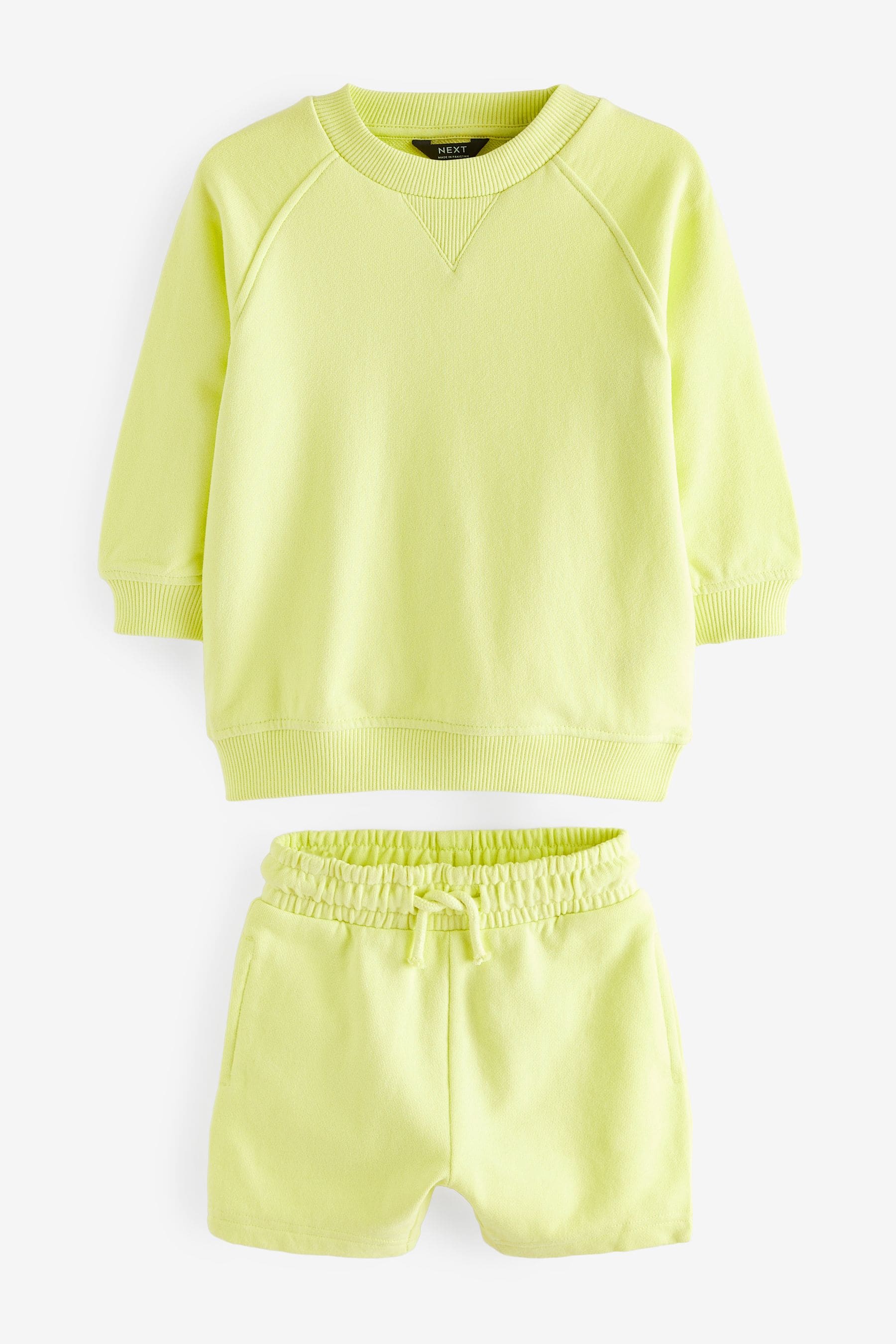 Light Yellow Oversized Crew Neck Sweatshirt and Shorts Set (3mths-7yrs)