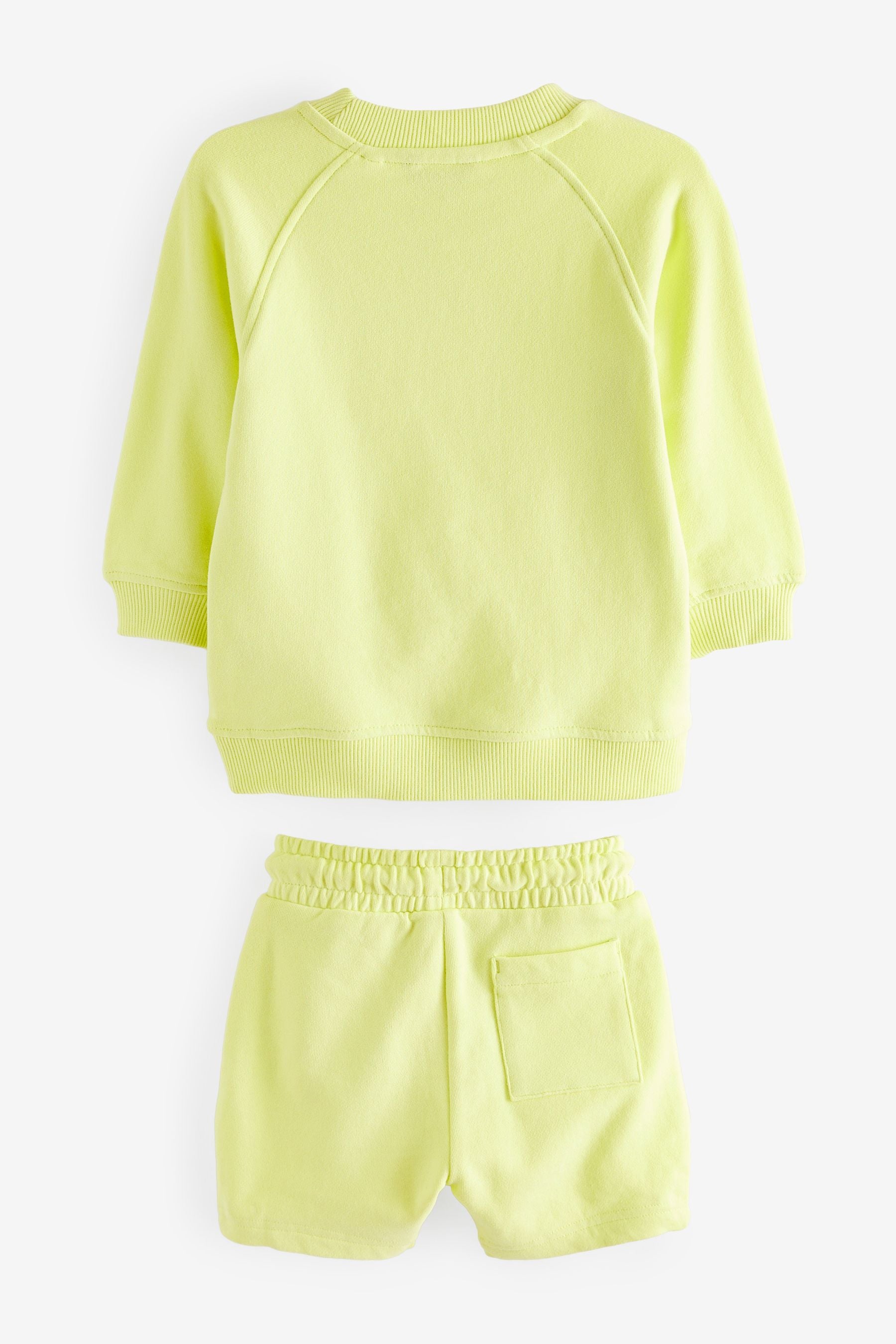 Light Yellow Oversized Crew Neck Sweatshirt and Shorts Set (3mths-7yrs)