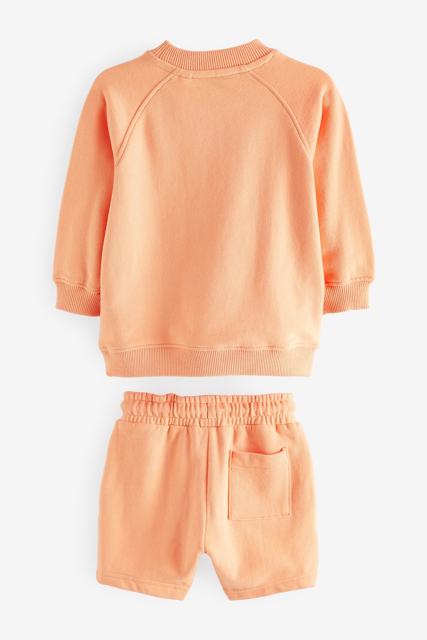 Light Orange Oversized Crew Neck Sweatshirt and Shorts Set (3mths-7yrs)